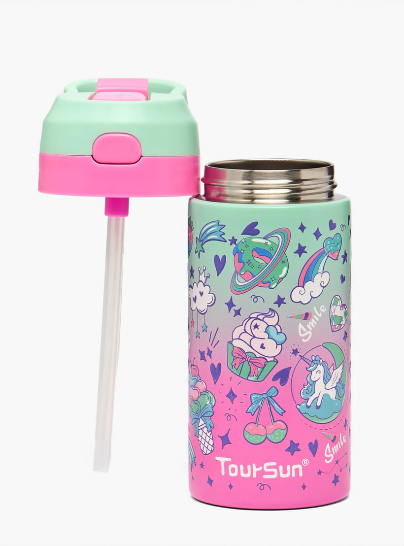 قارورة مياه ستانلس ستيل بطبعات يونيكورن مع فوّهة - 320 مل-school-waterbottles-image-2