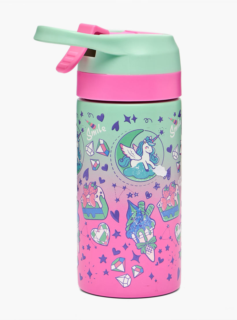 قارورة مياه ستانلس ستيل بطبعات يونيكورن مع فوّهة - 320 مل-school-waterbottles-image-3