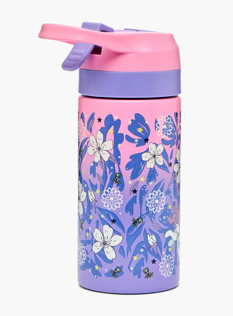 قارورة مياه ستانلس ستيل بطبعات زهور مع فوّهة - 320 مل-school-waterbottles-image-3