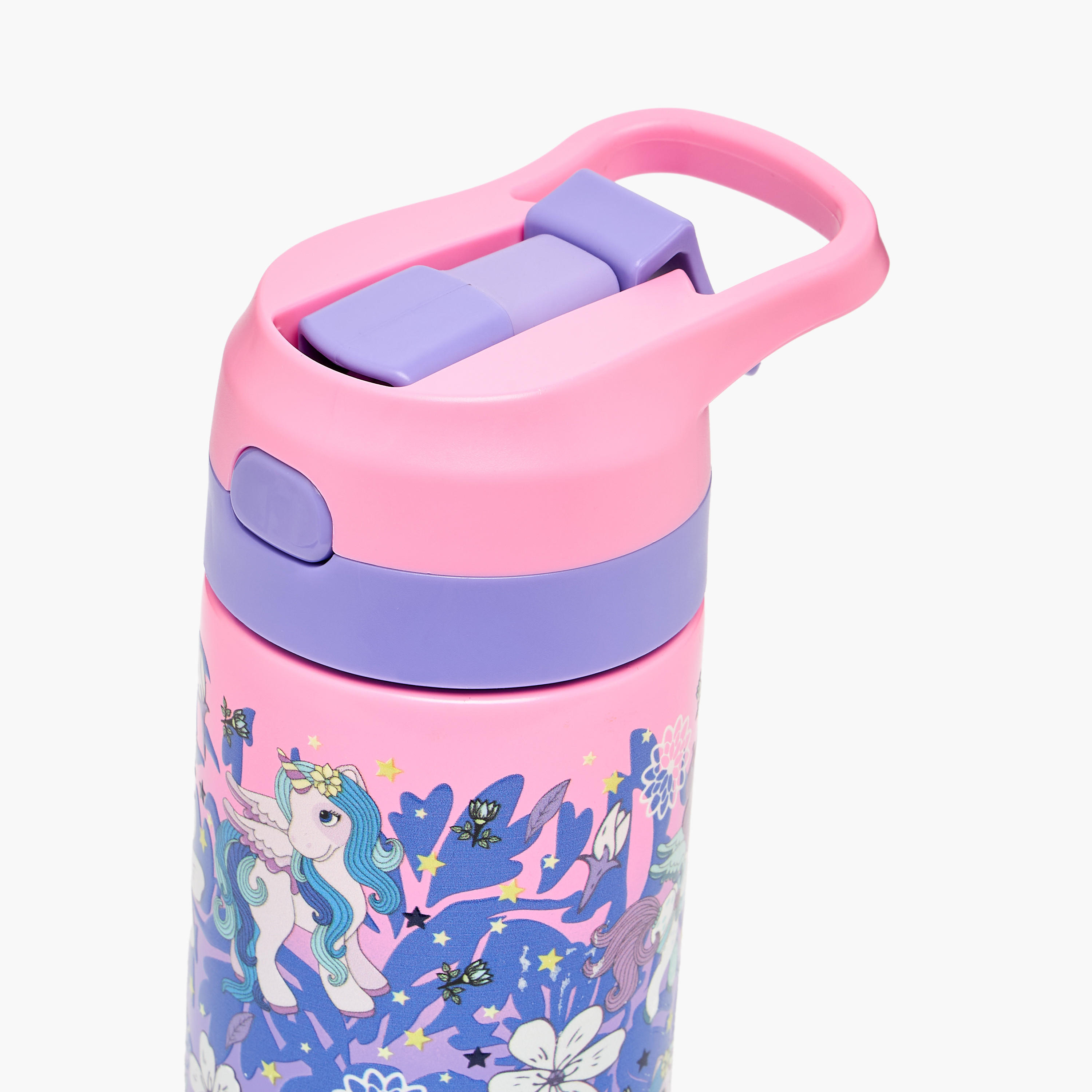 قارورة مياه ستانلس ستيل بطبعات زهور مع فوّهة - 320 مل-school-waterbottles-image-4