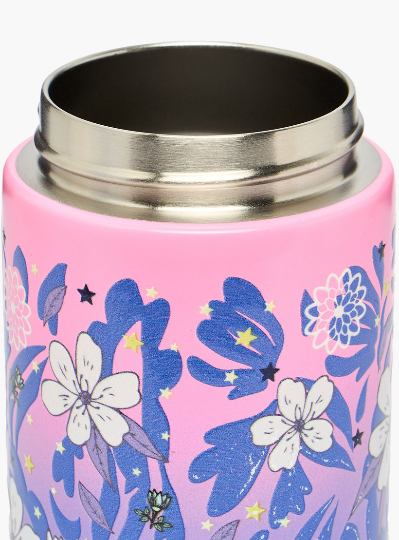 قارورة مياه ستانلس ستيل بطبعات زهور مع فوّهة - 320 مل-school-waterbottles-image-8