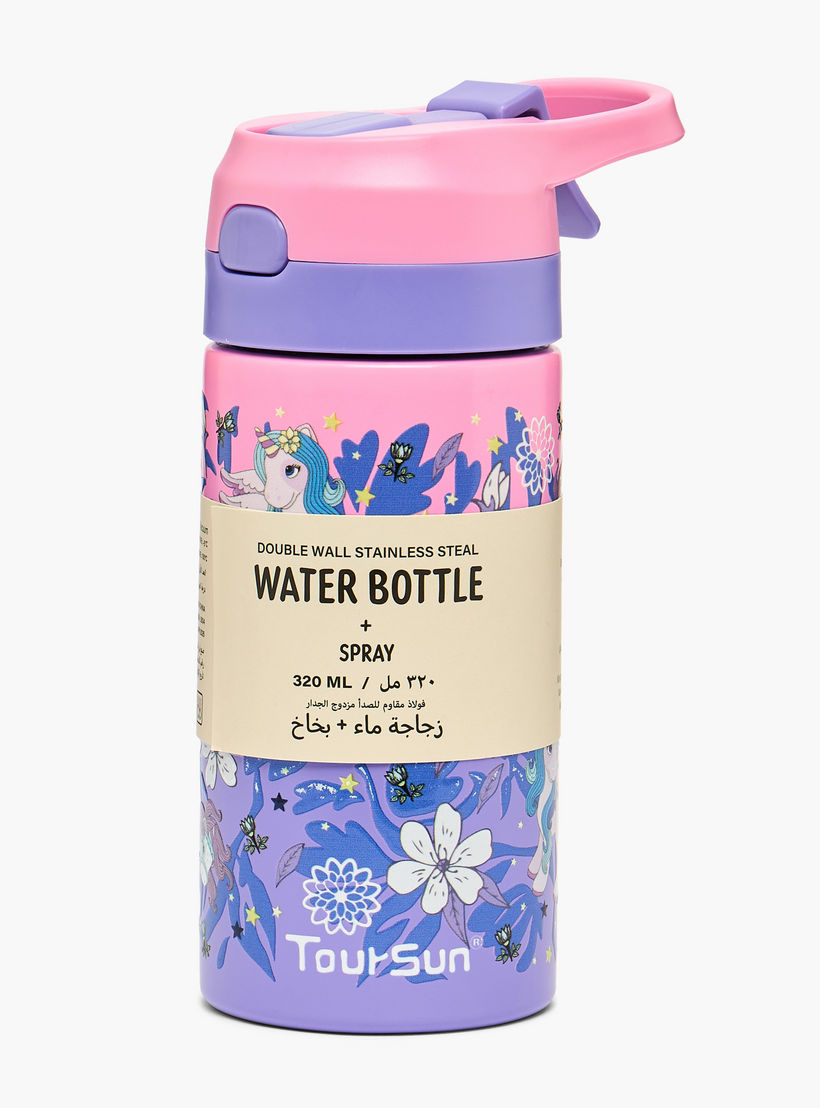 قارورة مياه ستانلس ستيل بطبعات زهور مع فوّهة - 320 مل-school-waterbottles-image-9