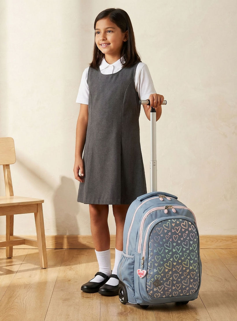 St.Right Heart Print Trolley Backpack for Girls 8-13 Years with Retractable Handle - 18 inches-school-bagsandbackpacks-trolleybags-image-3