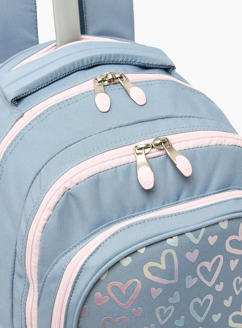 St.Right Heart Print Trolley Backpack for Girls 8-13 Years with Retractable Handle - 18 inches-school-bagsandbackpacks-trolleybags-image-4