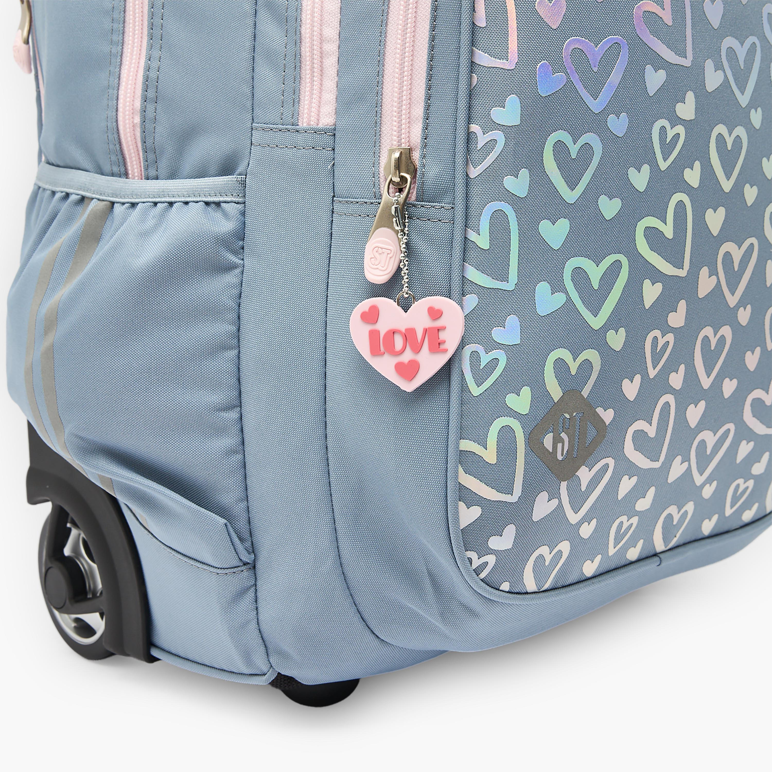 St.Right Heart Print Trolley Backpack for Girls 8-13 Years with Retractable Handle - 18 inches-school-bagsandbackpacks-trolleybags-image-7
