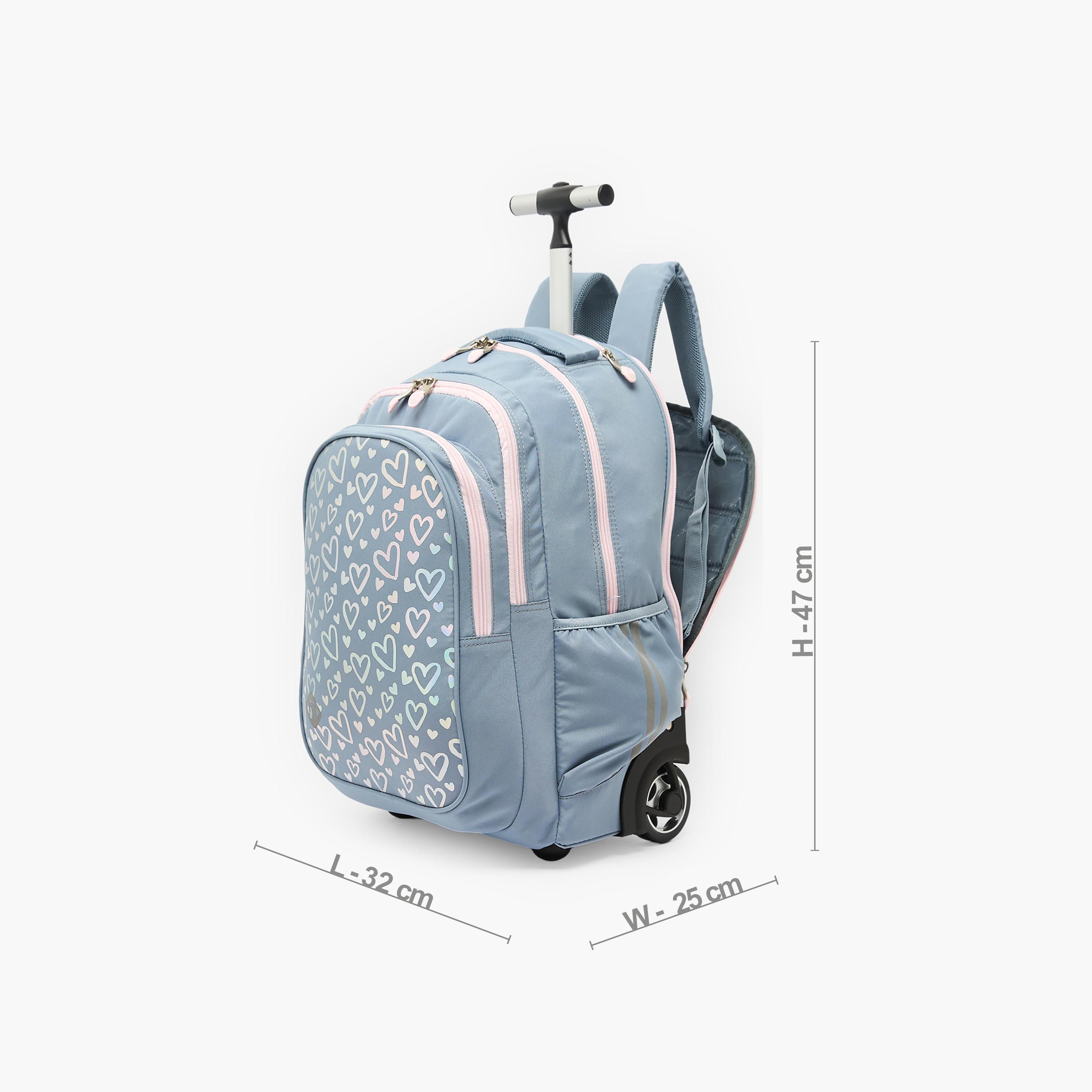 St.Right Heart Print Trolley Backpack for Girls 8-13 Years with Retractable Handle - 18 inches-school-bagsandbackpacks-trolleybags-image-8