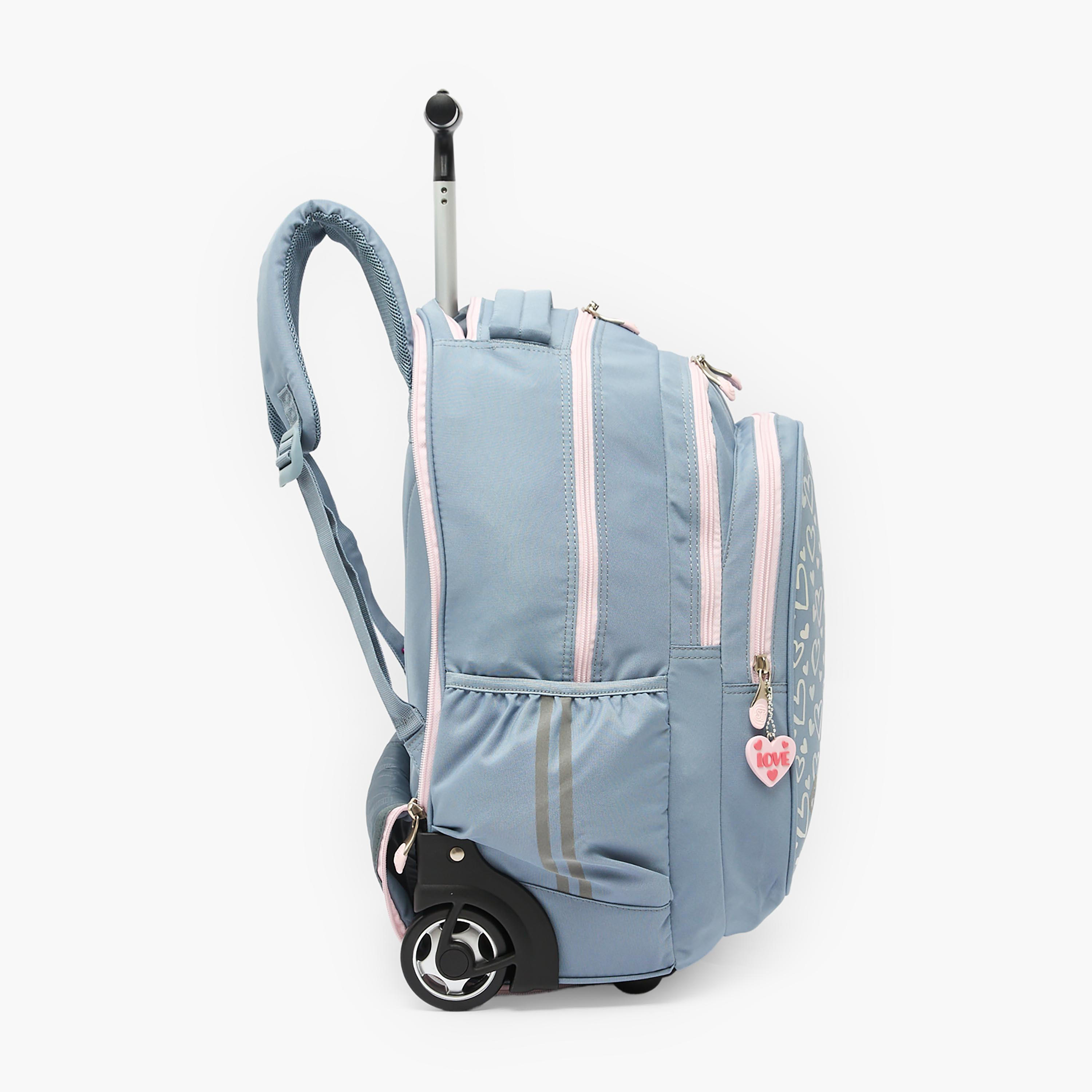 St.Right Heart Print Trolley Backpack for Girls 8-13 Years with Retractable Handle - 18 inches-school-bagsandbackpacks-trolleybags-image-9