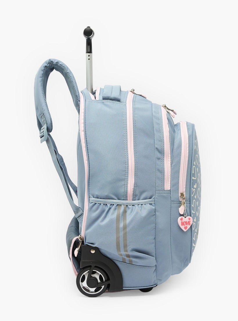St.Right Heart Print Trolley Backpack for Girls 8-13 Years with Retractable Handle - 18 inches-school-bagsandbackpacks-trolleybags-image-9