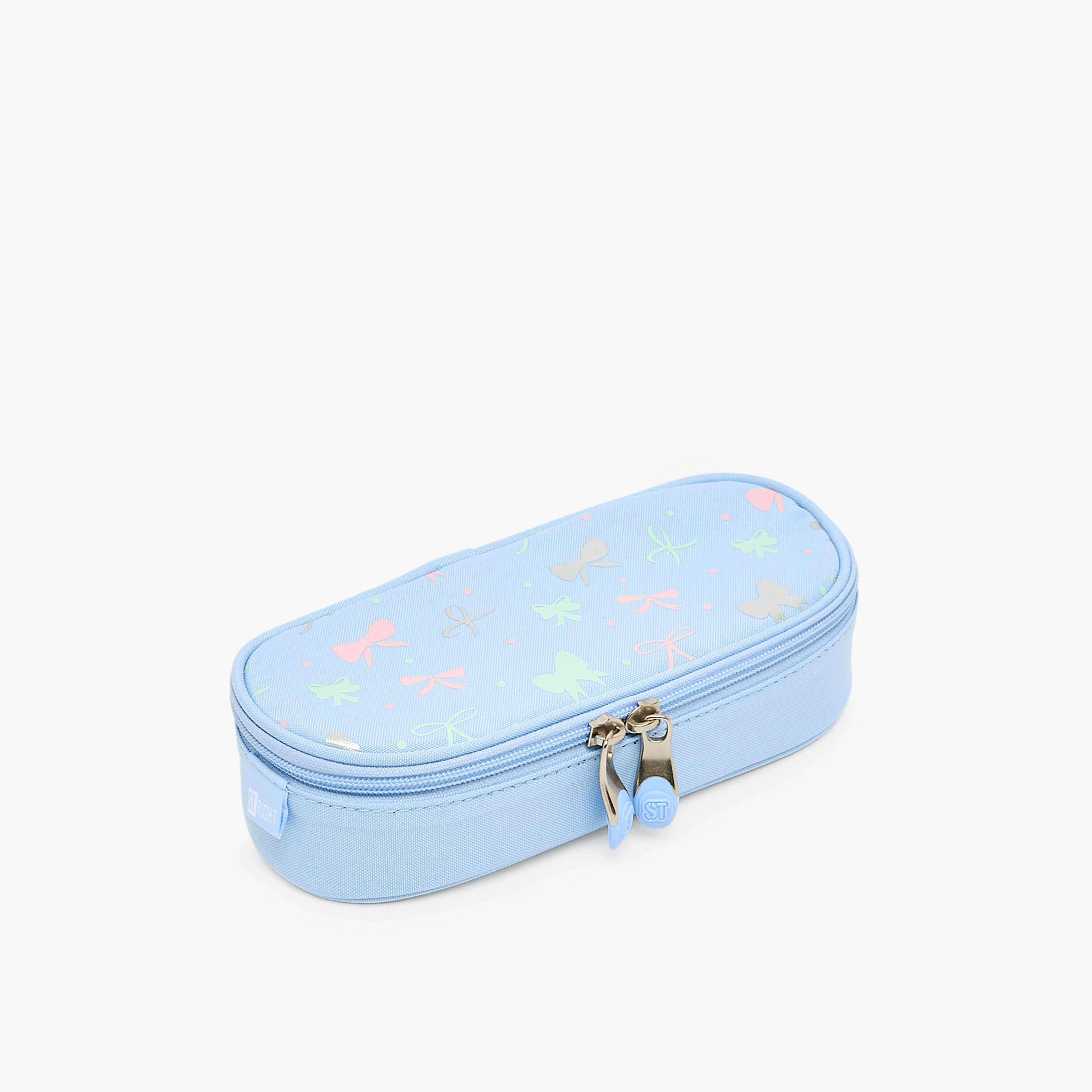 St.Right Bow Print Pencil Pouch with Zip Closure-school-stationery-pencilcases-image-1