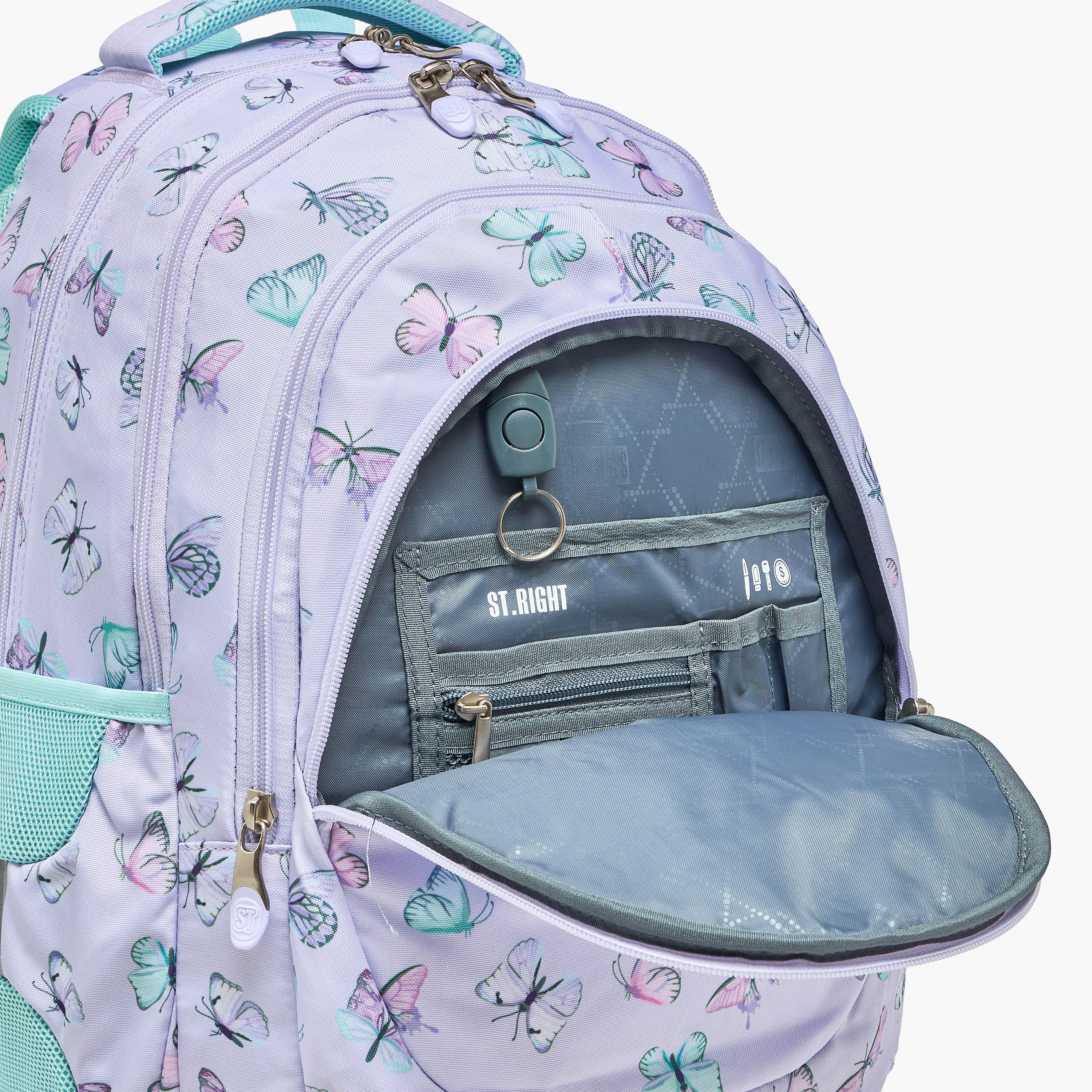 St.Right Butterfly Print Backpack for Girls 8-13 Years with Laptop Compartment - 18 inches-school-bagsandbackpacks-backpacks-image-4