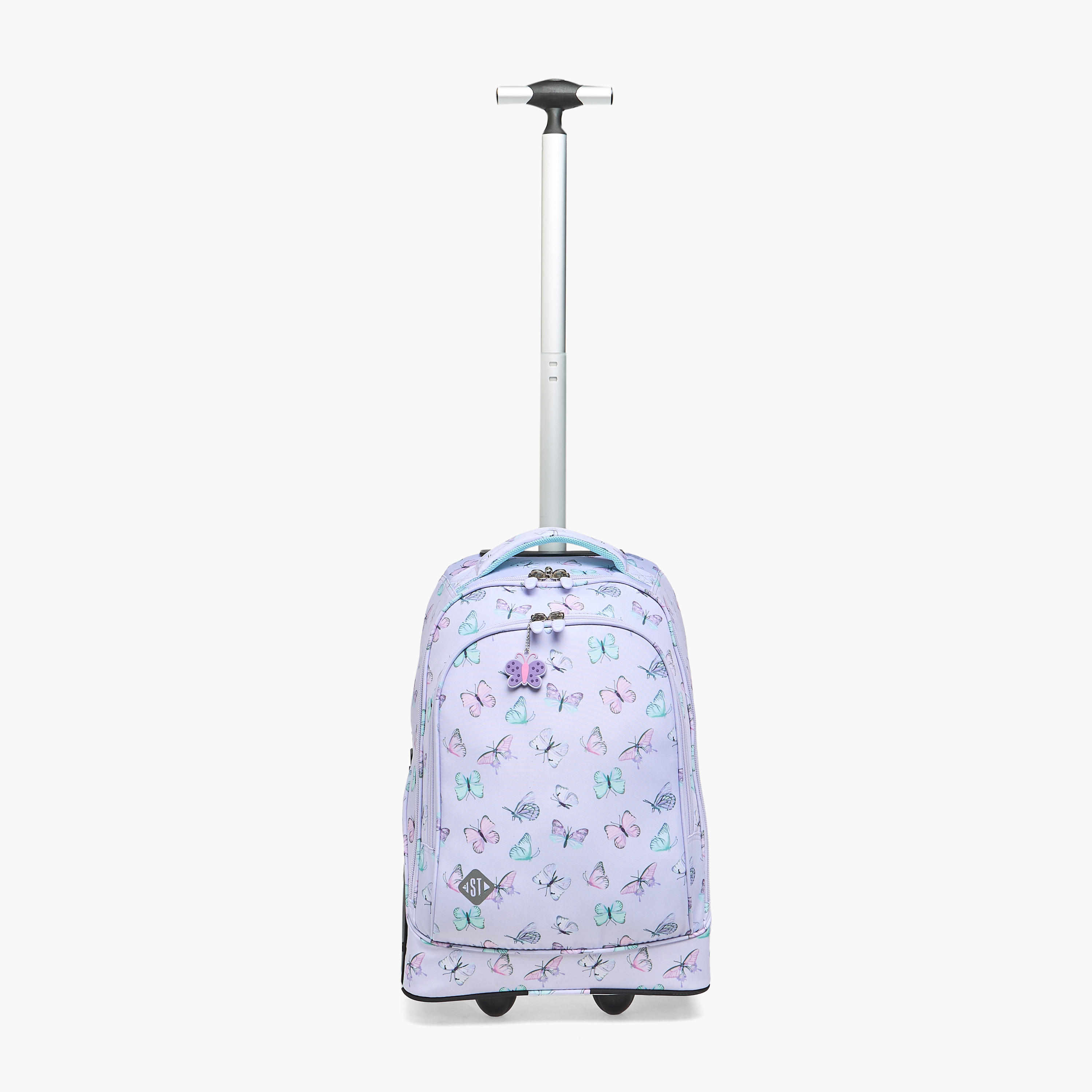 St.Right Butterfly Print Trolley Bag for Girls 8-13 Years with Retractable Handle - 18 inches-school-bagsandbackpacks-trolleybags-image-2