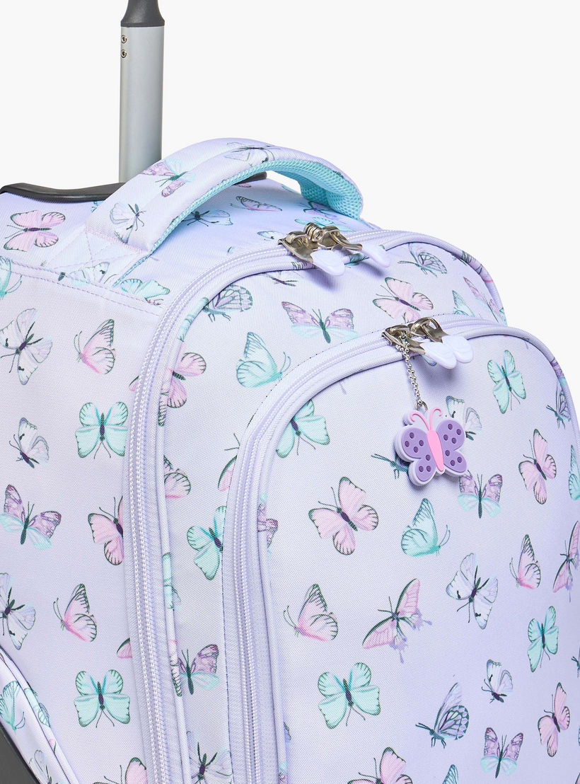 St.Right Butterfly Print Trolley Bag for Girls 8-13 Years with Retractable Handle - 18 inches-school-bagsandbackpacks-trolleybags-image-3