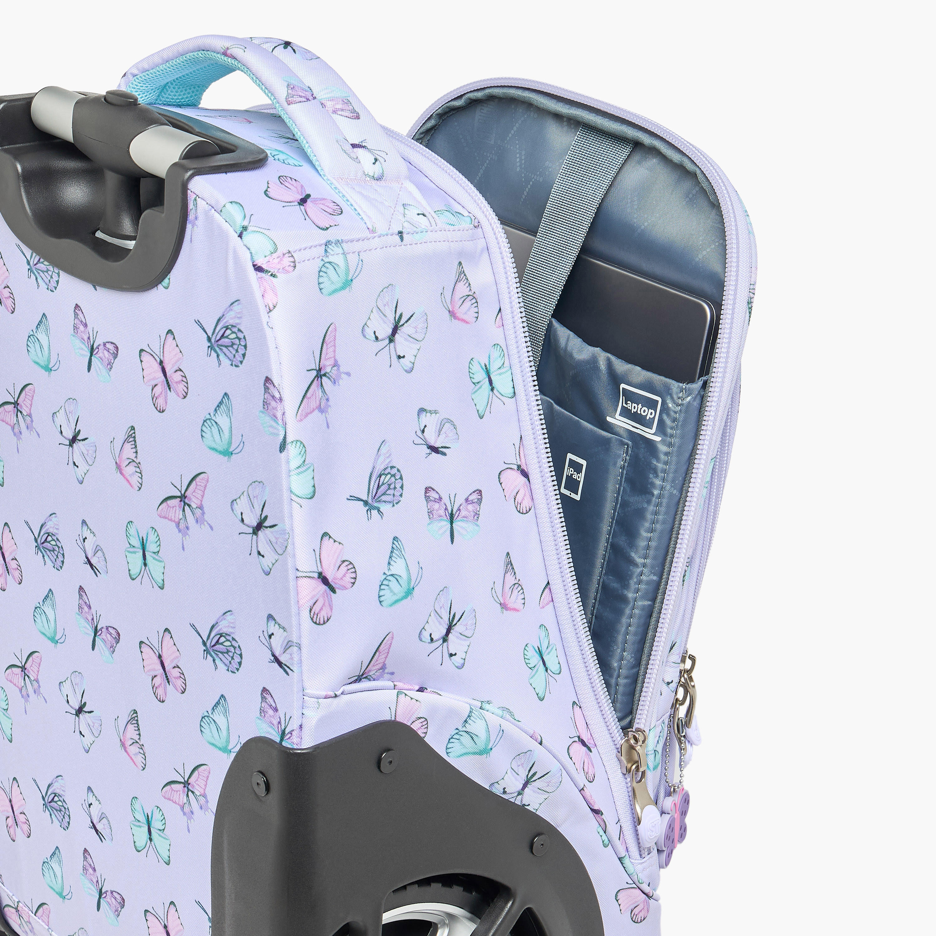 St.Right Butterfly Print Trolley Bag for Girls 8-13 Years with Retractable Handle - 18 inches-school-bagsandbackpacks-trolleybags-image-5