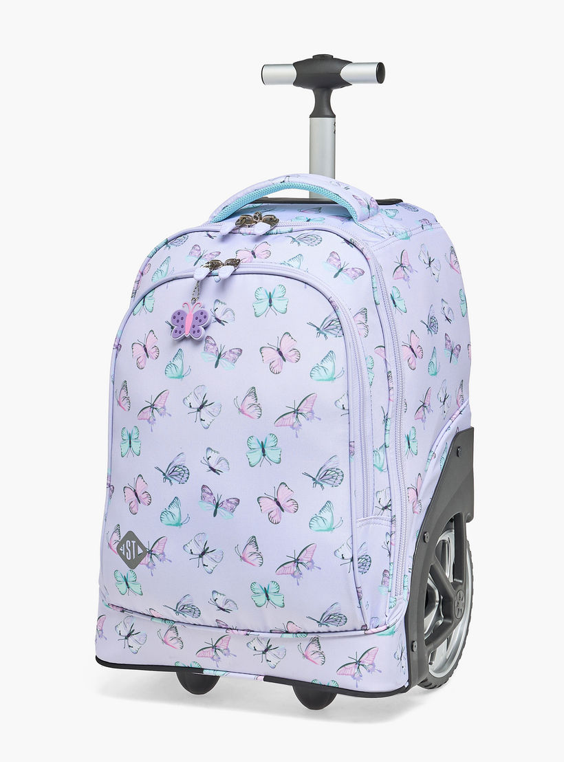 St.Right Butterfly Print Trolley Bag for Girls 8-13 Years with Retractable Handle - 18 inches-school-bagsandbackpacks-trolleybags-image-6