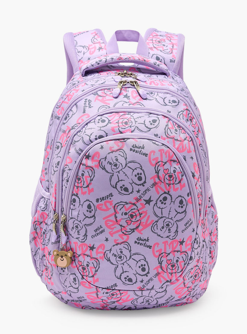 St.Right Bear Print Backpack for Girls 8-13 Years with Padded Straps - 18 inch-school-bagsandbackpacks-backpacks-image-1