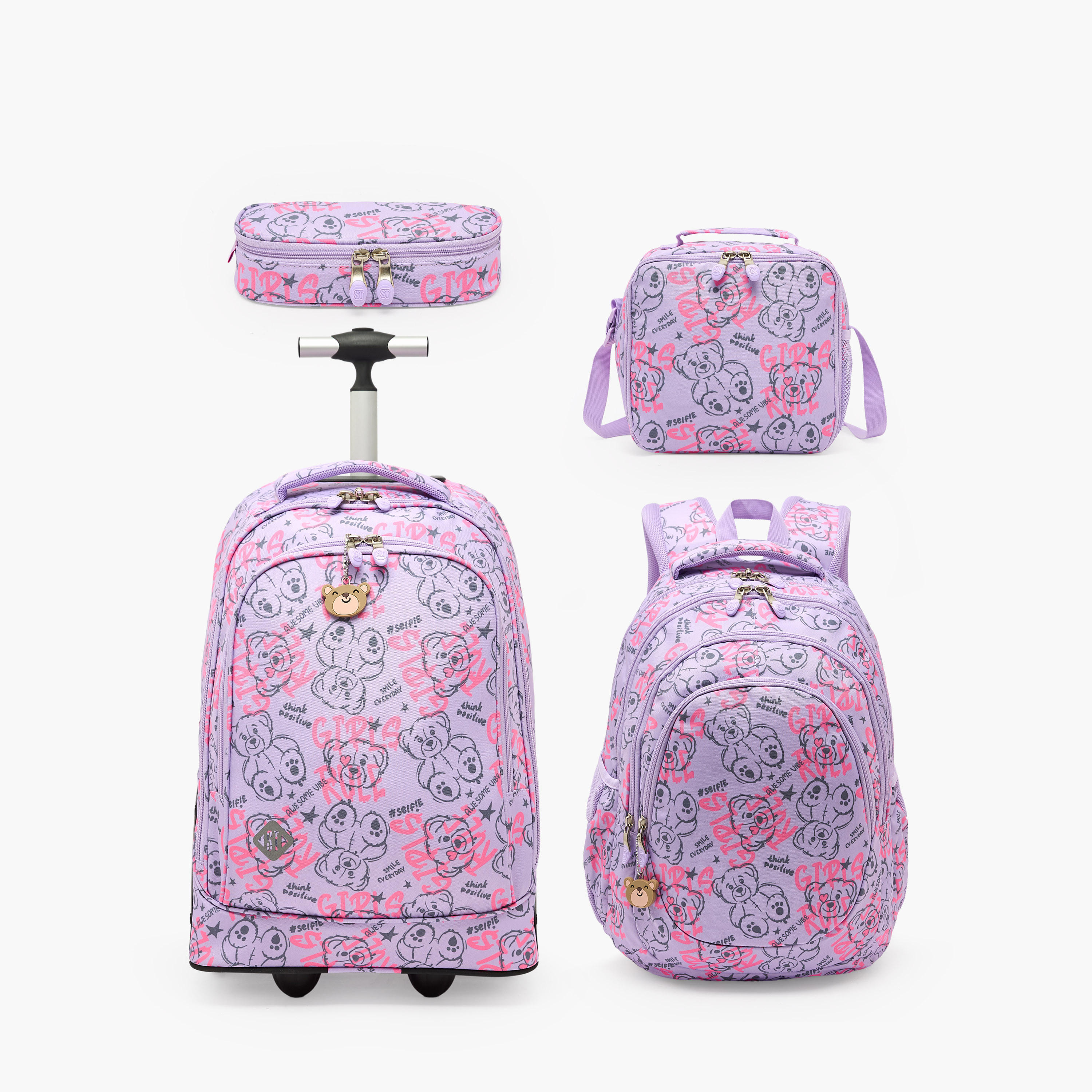 St.Right Bear Print Backpack for Girls 8-13 Years with Padded Straps - 18 inch-school-bagsandbackpacks-backpacks-image-11