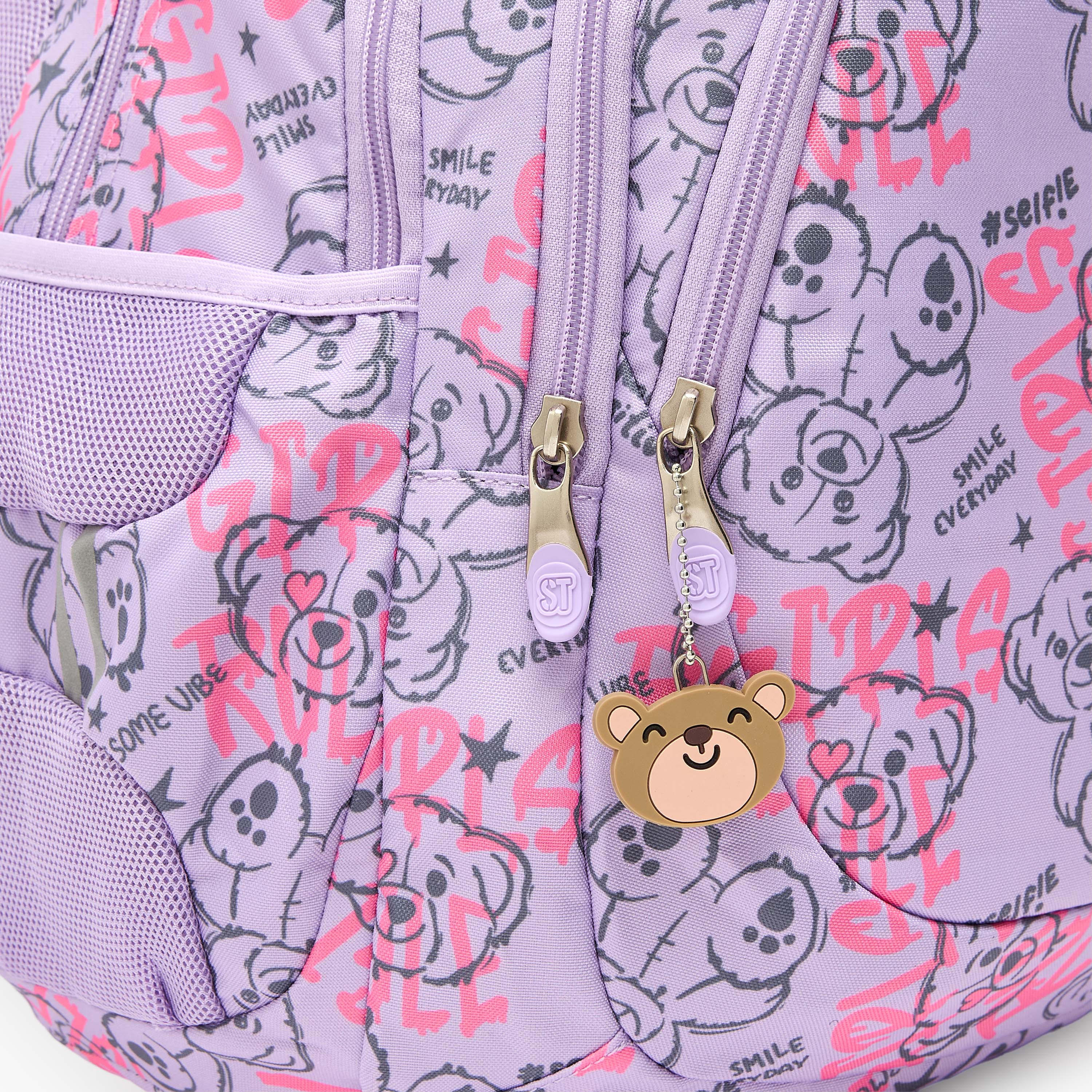 St.Right Bear Print Backpack for Girls 8-13 Years with Padded Straps - 18 inch-school-bagsandbackpacks-backpacks-image-4