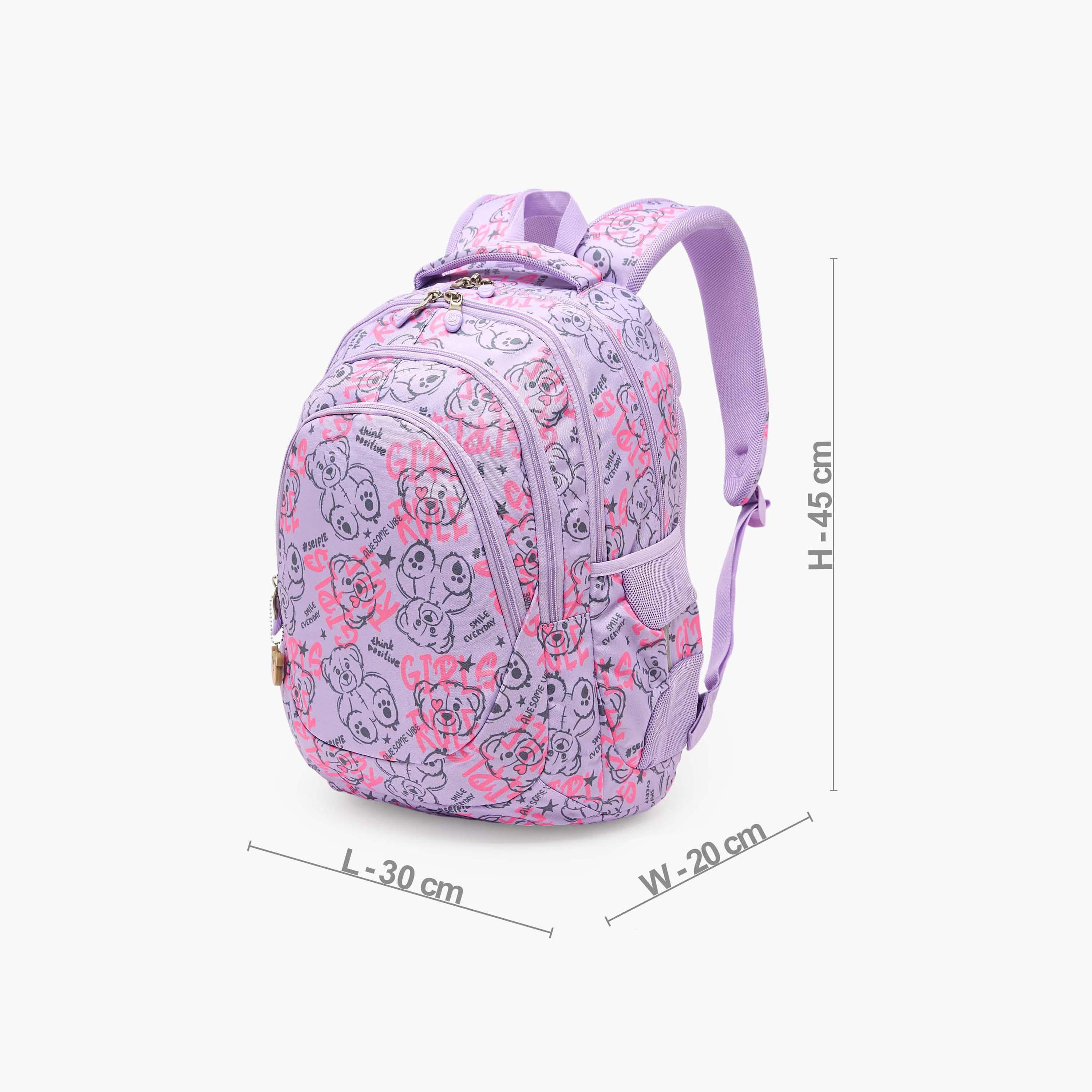 St.Right Bear Print Backpack for Girls 8-13 Years with Padded Straps - 18 inch-school-bagsandbackpacks-backpacks-image-8