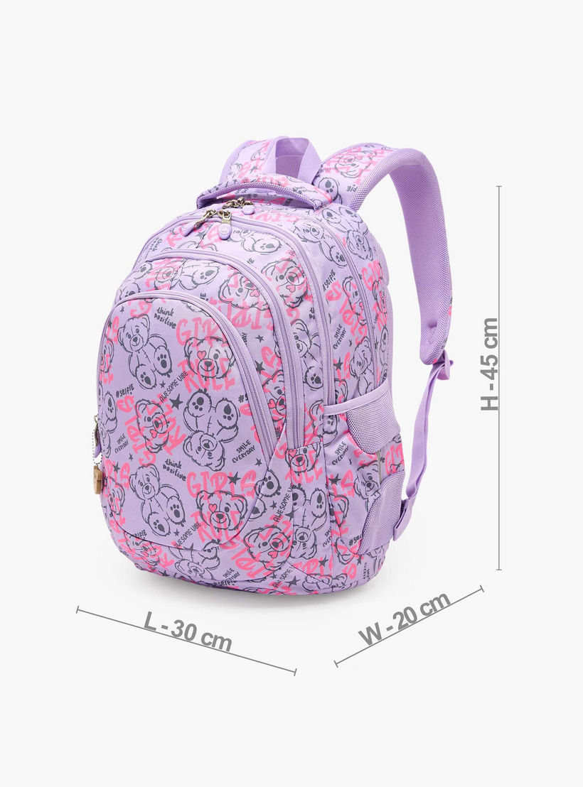 St.Right Bear Print Backpack for Girls 8-13 Years with Padded Straps - 18 inch-school-bagsandbackpacks-backpacks-image-8