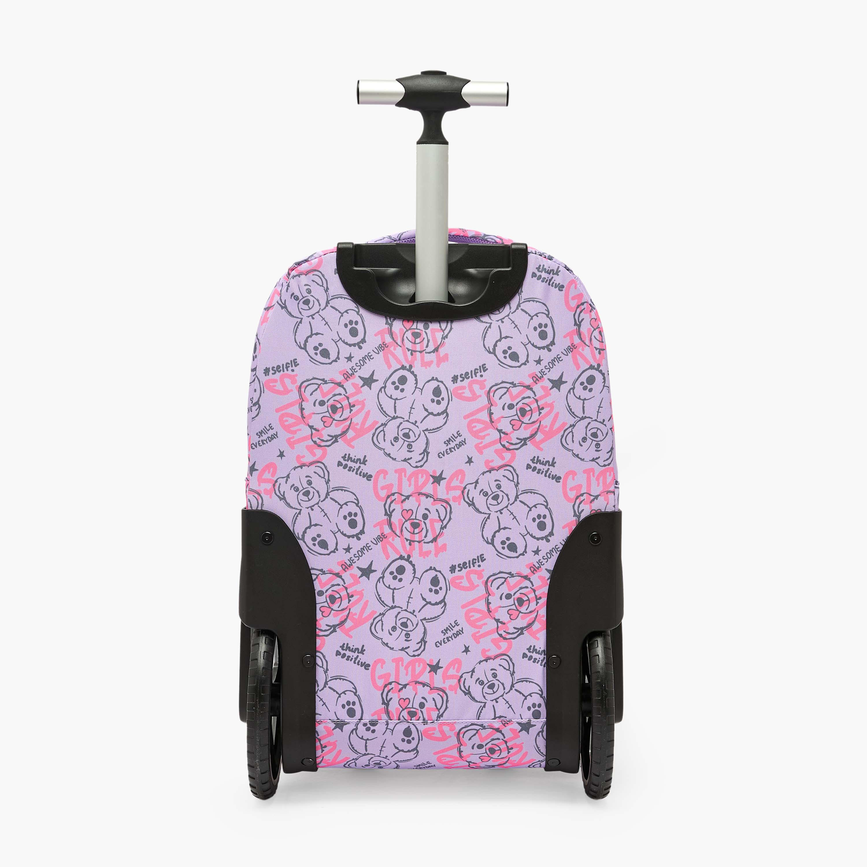 St.Right Bear Print Trolley Bag for Girls 8-13 Years Retractable Handle - 18 inch-school-bagsandbackpacks-trolleybags-image-10