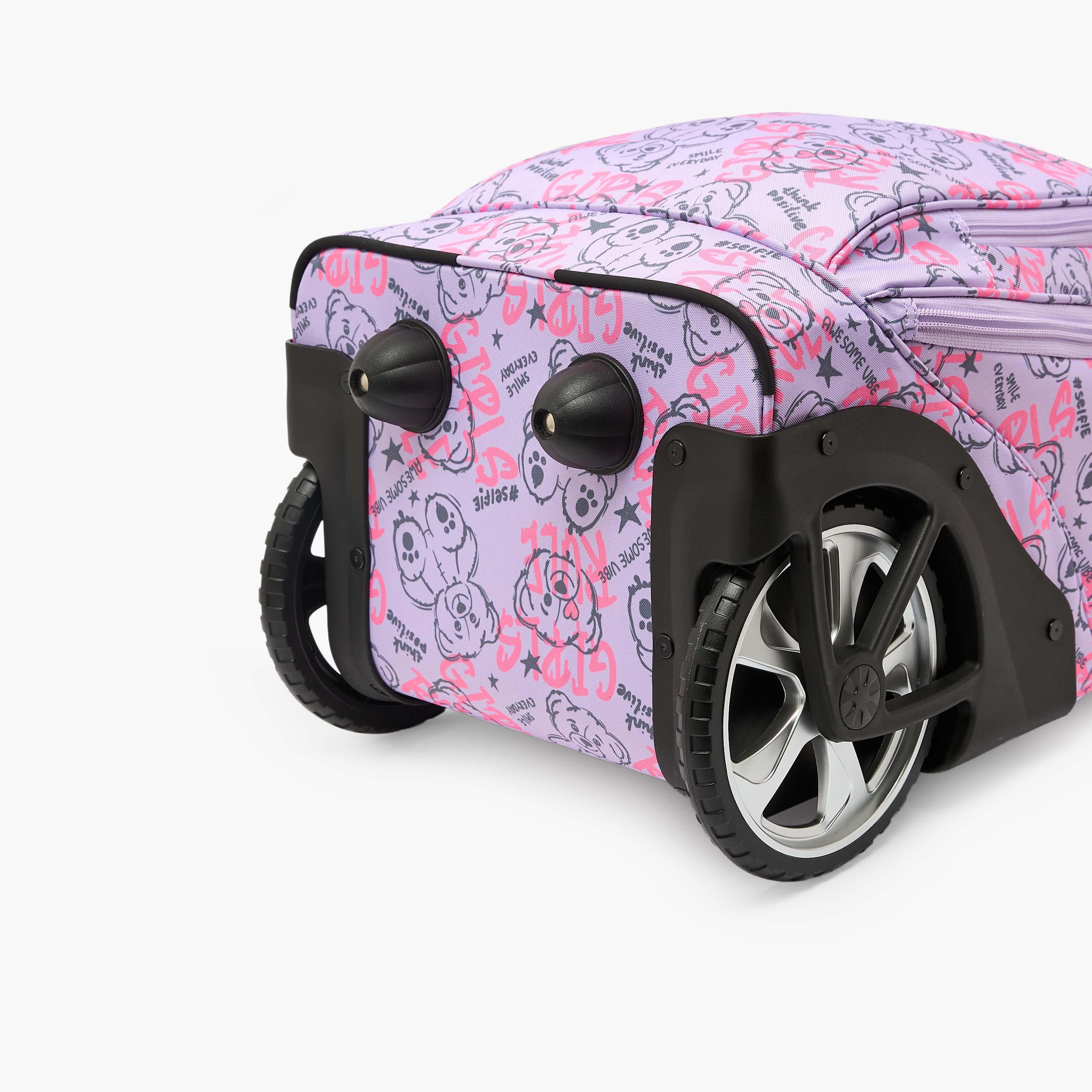 St.Right Bear Print Trolley Bag for Girls 8-13 Years Retractable Handle - 18 inch-school-bagsandbackpacks-trolleybags-image-11