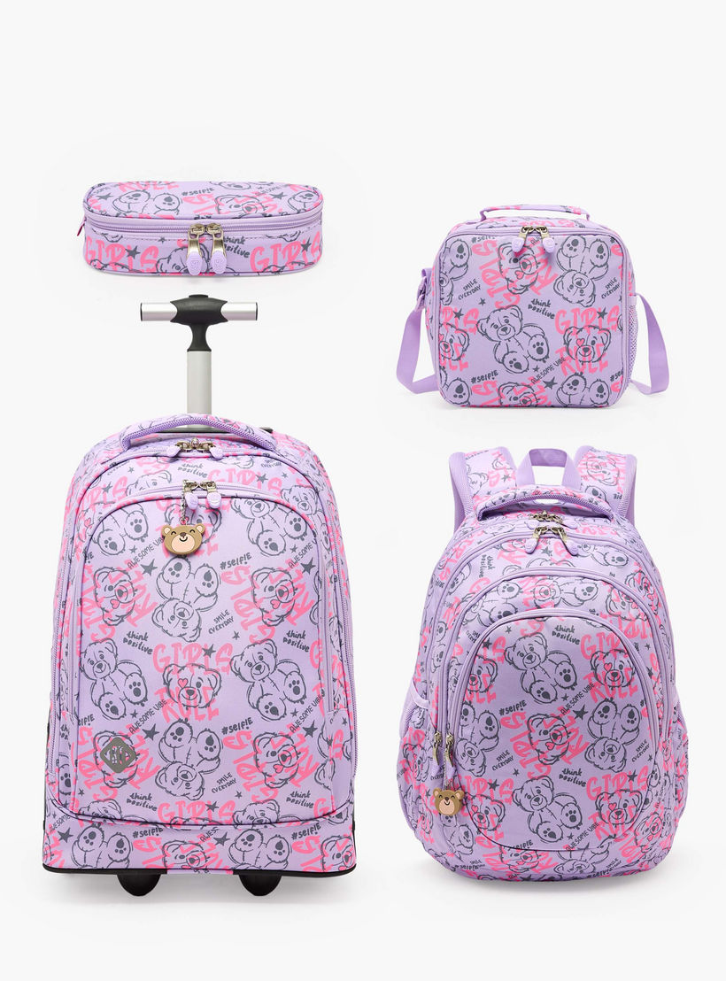 St.Right Bear Print Trolley Bag for Girls 8-13 Years Retractable Handle - 18 inch-school-bagsandbackpacks-trolleybags-image-12