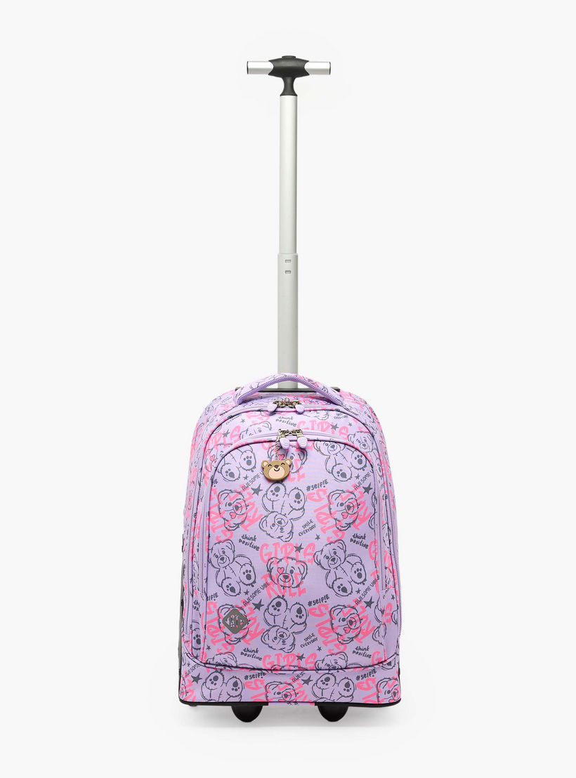 St.Right Bear Print Trolley Bag for Girls 8-13 Years Retractable Handle - 18 inch-school-bagsandbackpacks-trolleybags-image-3