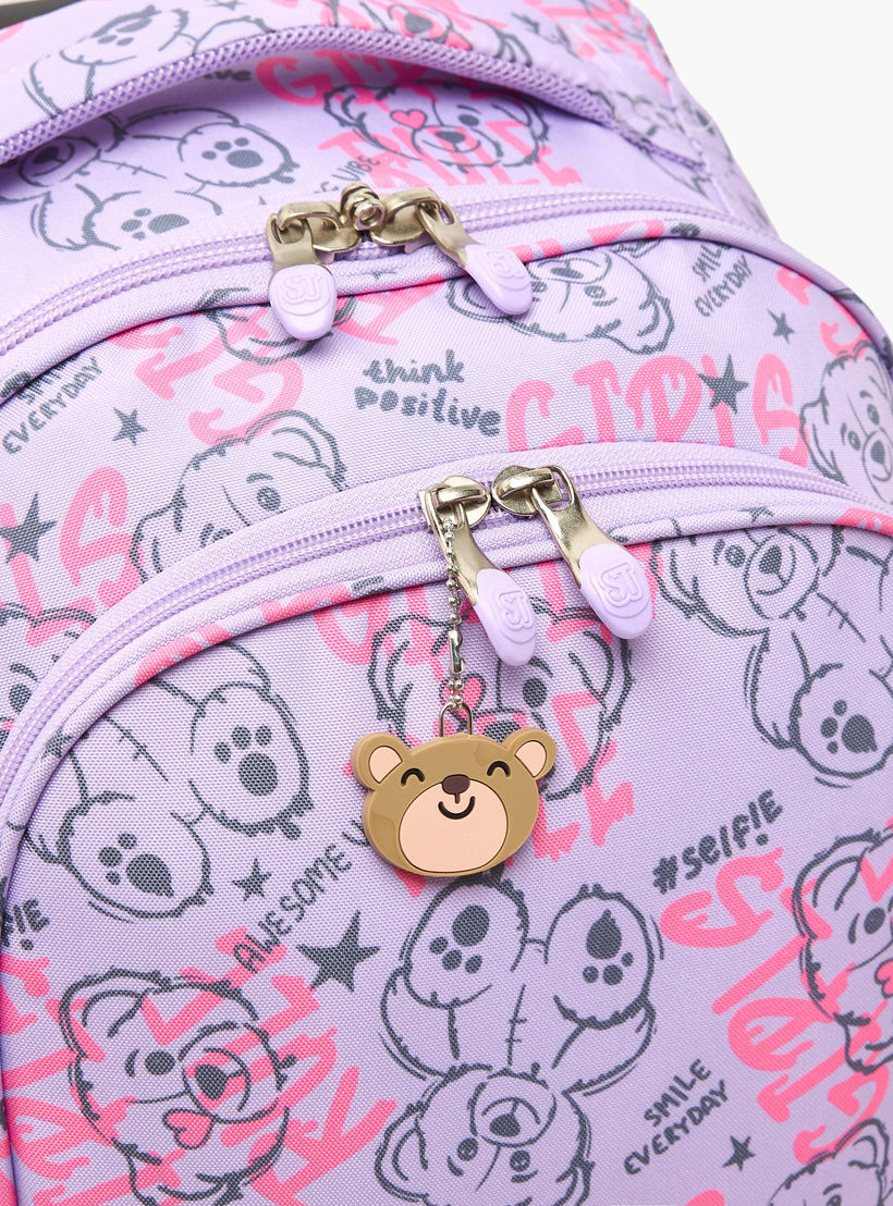 St.Right Bear Print Trolley Bag for Girls 8-13 Years Retractable Handle - 18 inch-school-bagsandbackpacks-trolleybags-image-4