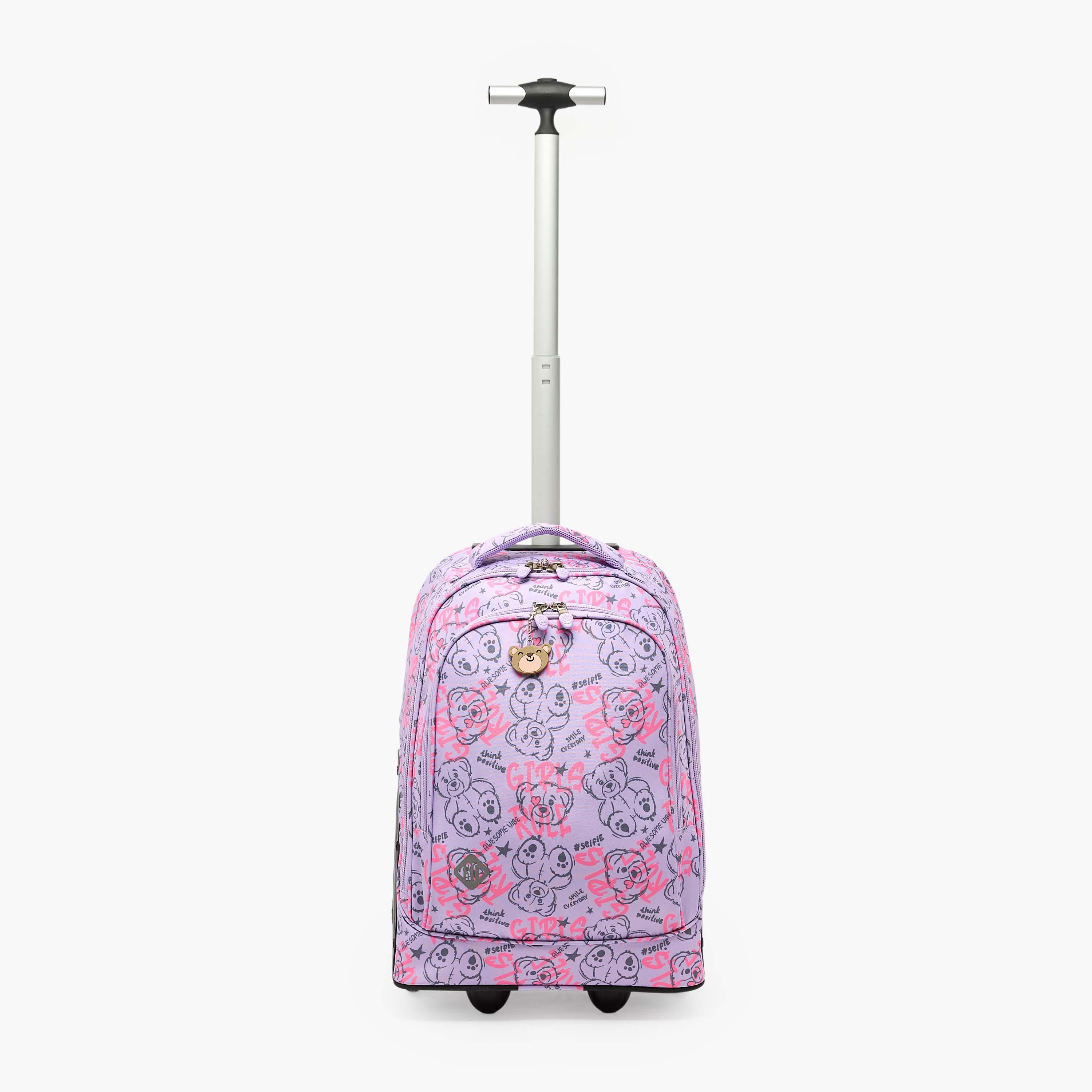 St.Right Bear Print Trolley Bag for Girls 8-13 Years Retractable Handle - 18 inch-school-bagsandbackpacks-trolleybags-image-4