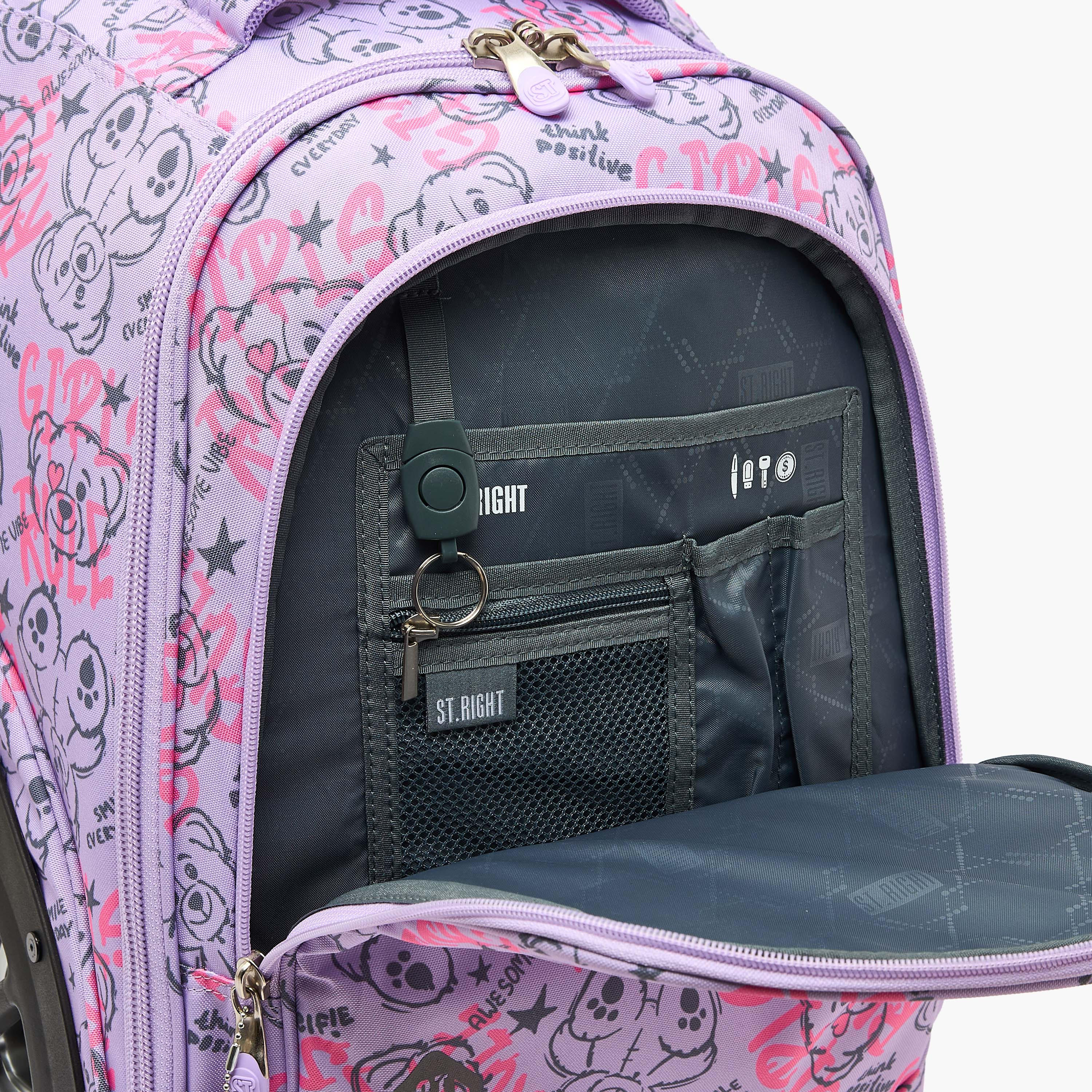 St.Right Bear Print Trolley Bag for Girls 8-13 Years Retractable Handle - 18 inch-school-bagsandbackpacks-trolleybags-image-7