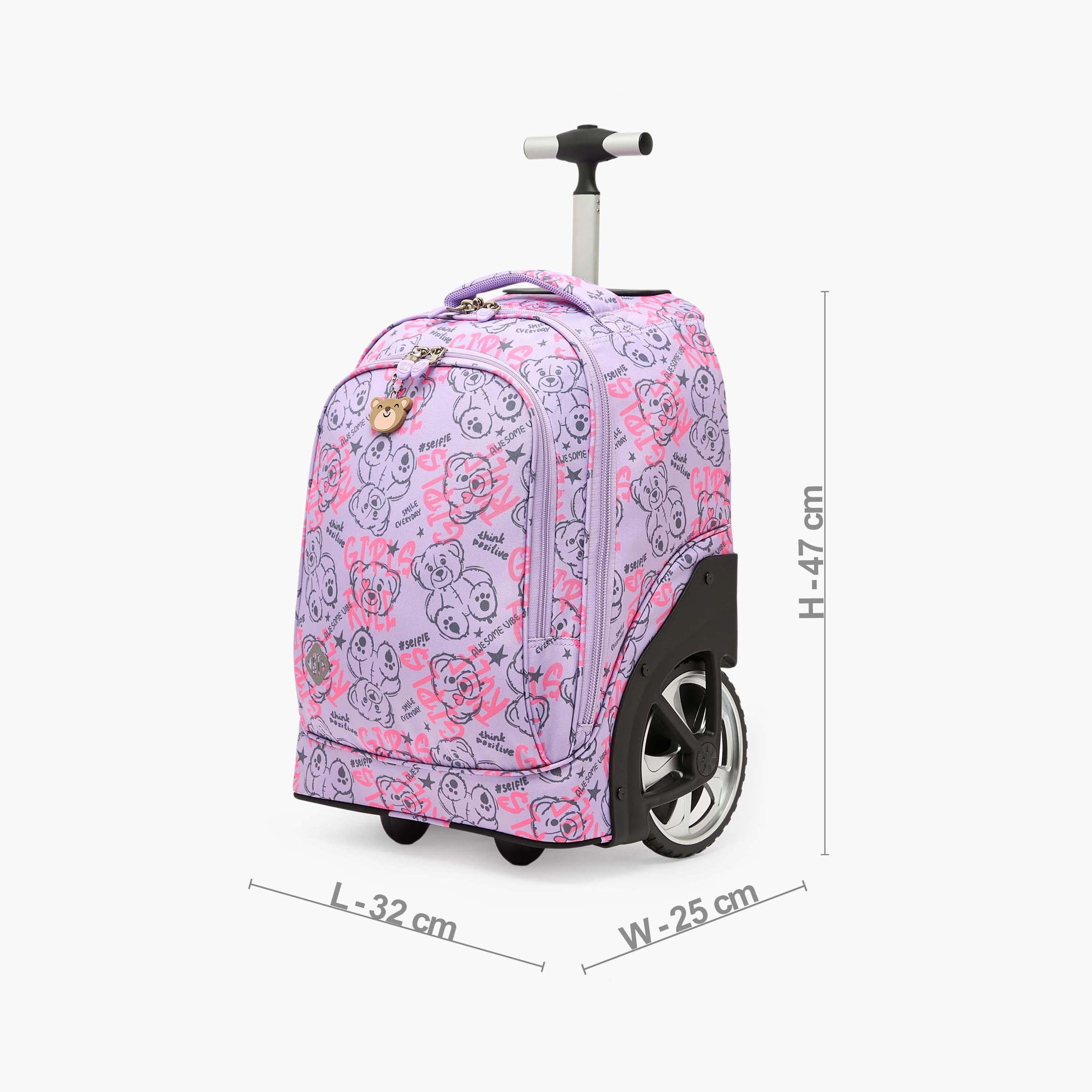 St.Right Bear Print Trolley Bag for Girls 8-13 Years Retractable Handle - 18 inch-school-bagsandbackpacks-trolleybags-image-8