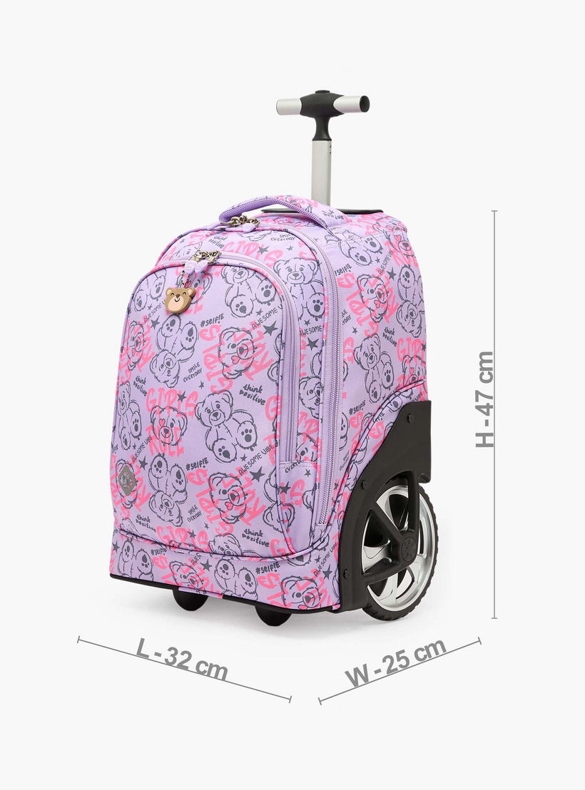 St.Right Bear Print Trolley Bag for Girls 8-13 Years Retractable Handle - 18 inch-school-bagsandbackpacks-trolleybags-image-8