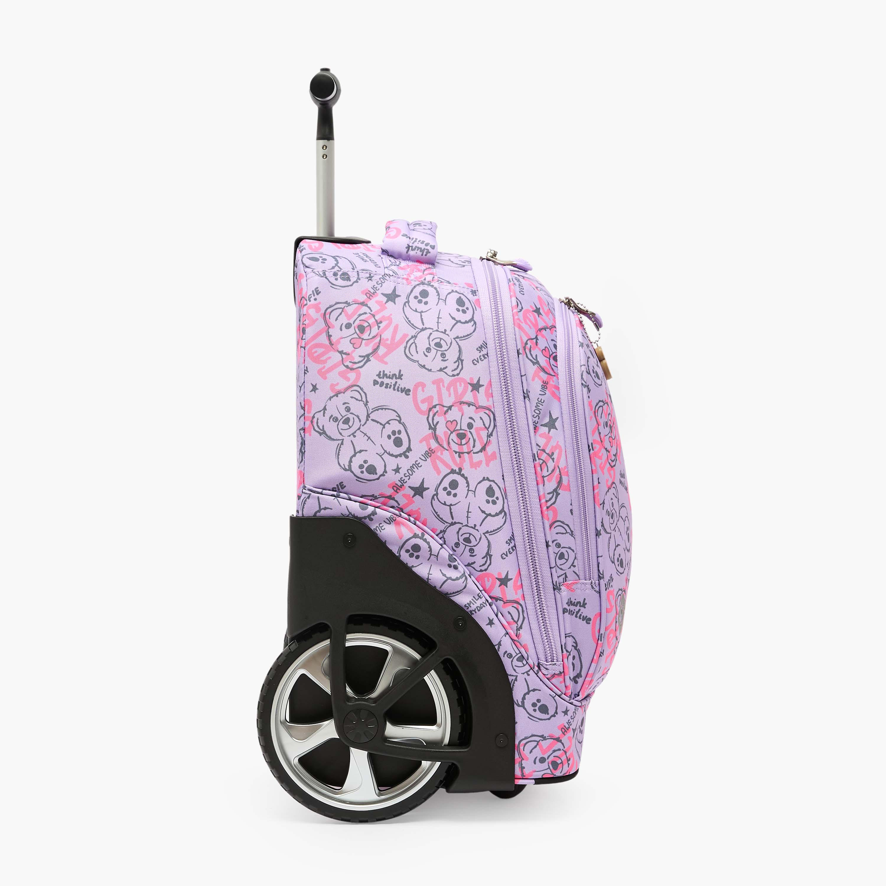 St.Right Bear Print Trolley Bag for Girls 8-13 Years Retractable Handle - 18 inch-school-bagsandbackpacks-trolleybags-image-9