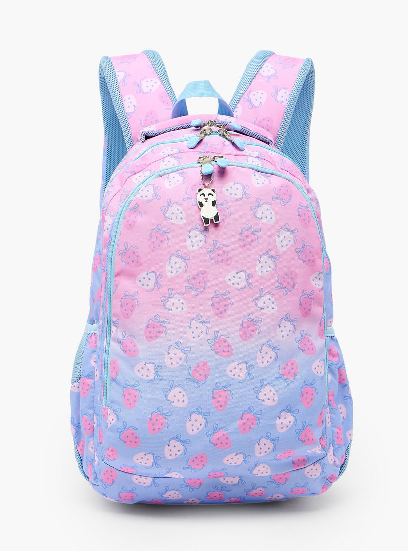 شنطة ظهر بطبعات فراولة وحمالات كتف مبطنة للبنات 8-13 سنوات من ست رايت - 18 بوصة-school-bagsandbackpacks-backpacks-image-1