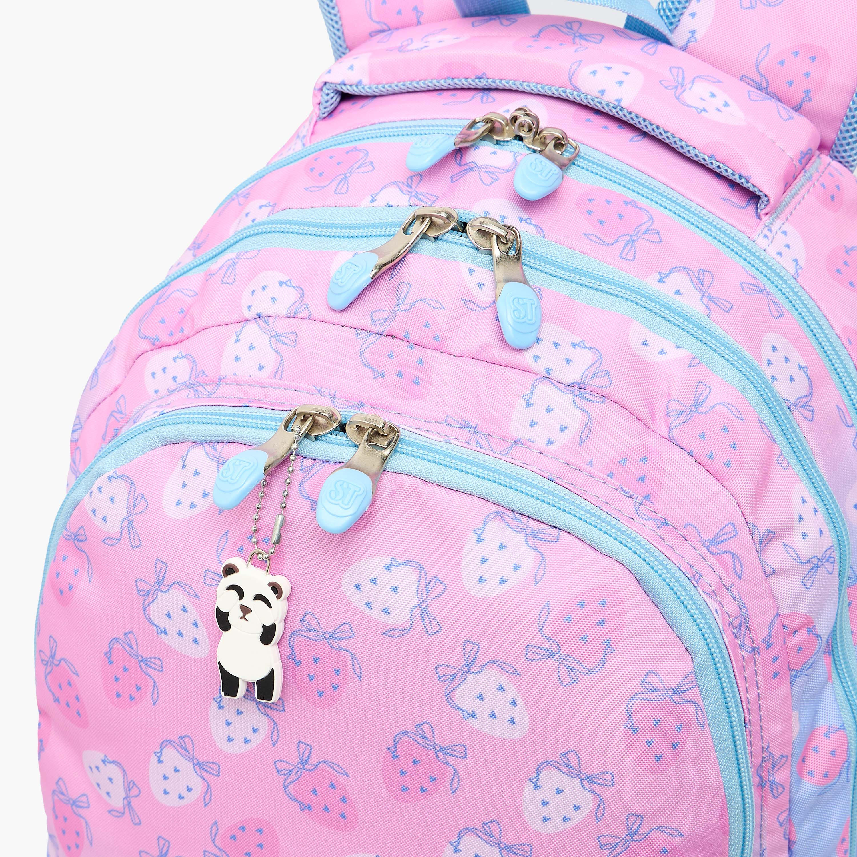 شنطة ظهر بطبعات فراولة وحمالات كتف مبطنة للبنات 8-13 سنوات من ست رايت - 18 بوصة-school-bagsandbackpacks-backpacks-image-4