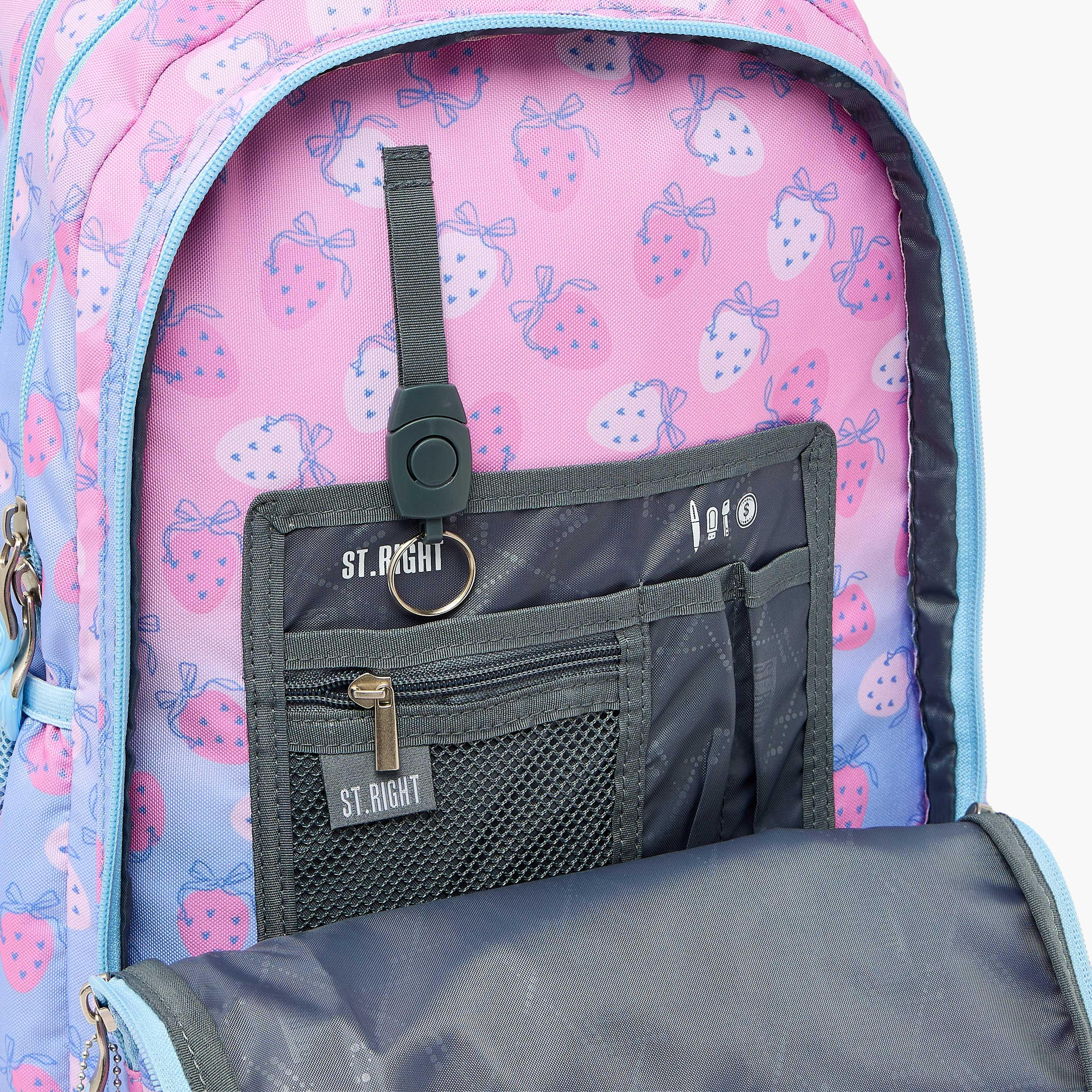 شنطة ظهر بطبعات فراولة وحمالات كتف مبطنة للبنات 8-13 سنوات من ست رايت - 18 بوصة-school-bagsandbackpacks-backpacks-image-7