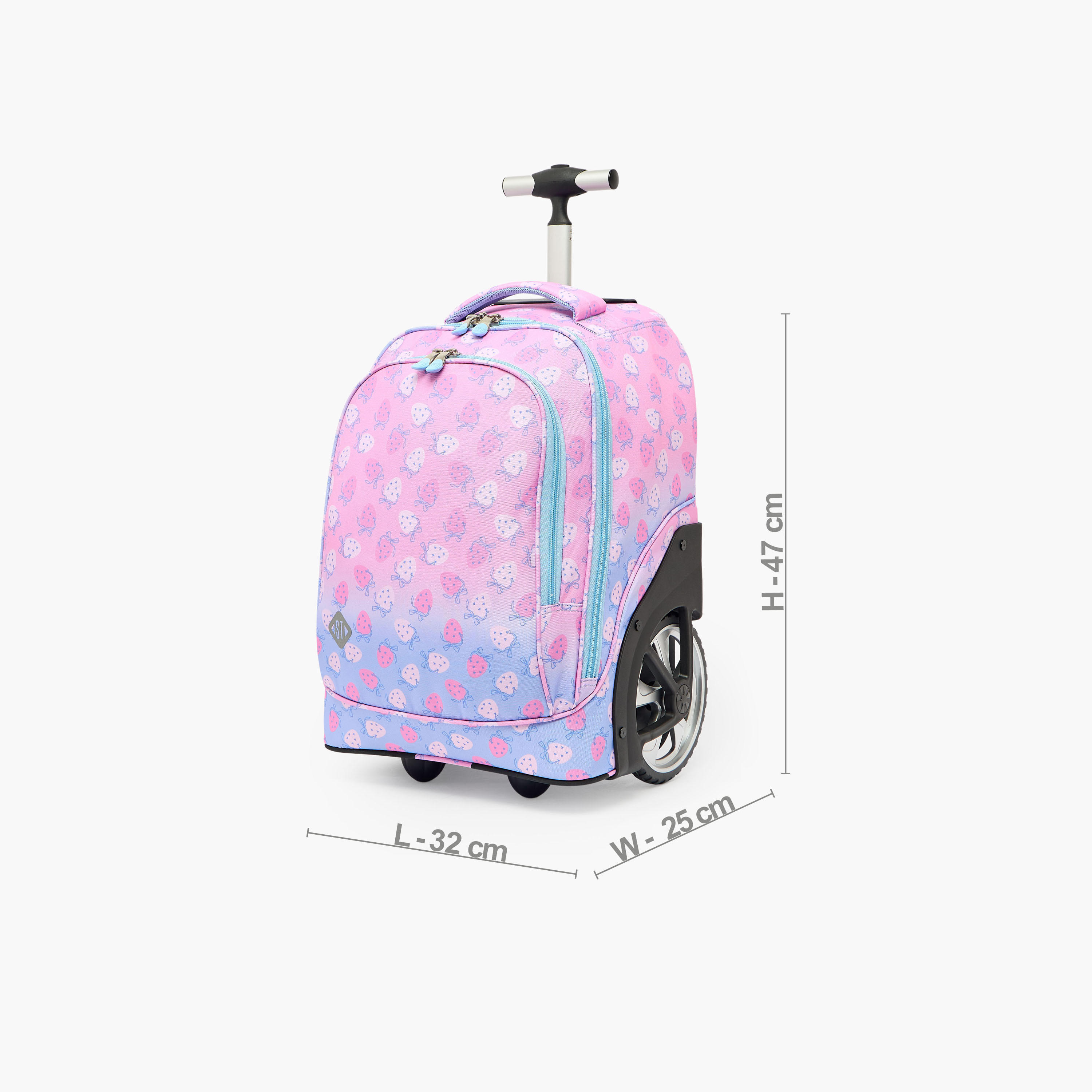 St.Right Strawberry Print Trolley Bag for Girls 8-13 Years with Retractable Handle - 18 inch-school-bagsandbackpacks-trolleybags-image-10