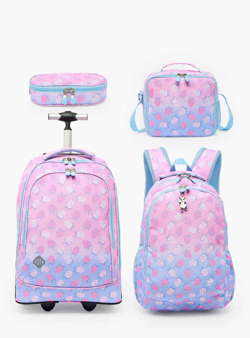 St.Right Strawberry Print Trolley Bag for Girls 8-13 Years with Retractable Handle - 18 inch-school-bagsandbackpacks-trolleybags-image-13