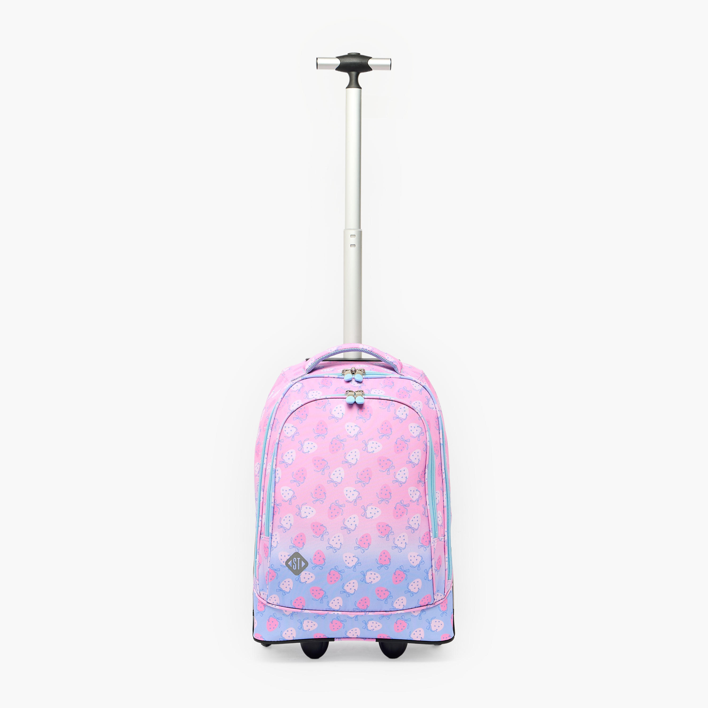 St.Right Strawberry Print Trolley Bag for Girls 8-13 Years with Retractable Handle - 18 inch-school-bagsandbackpacks-trolleybags-image-4