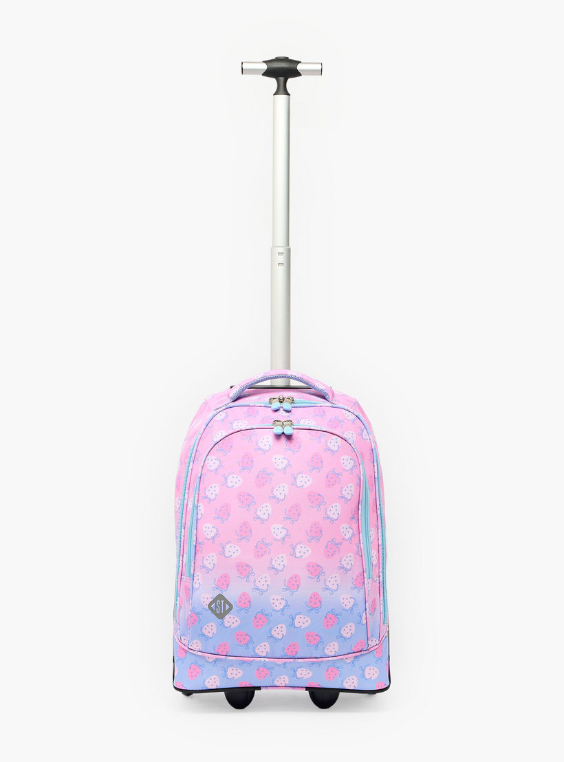 St.Right Strawberry Print Trolley Bag for Girls 8-13 Years with Retractable Handle - 18 inch-school-bagsandbackpacks-trolleybags-image-4