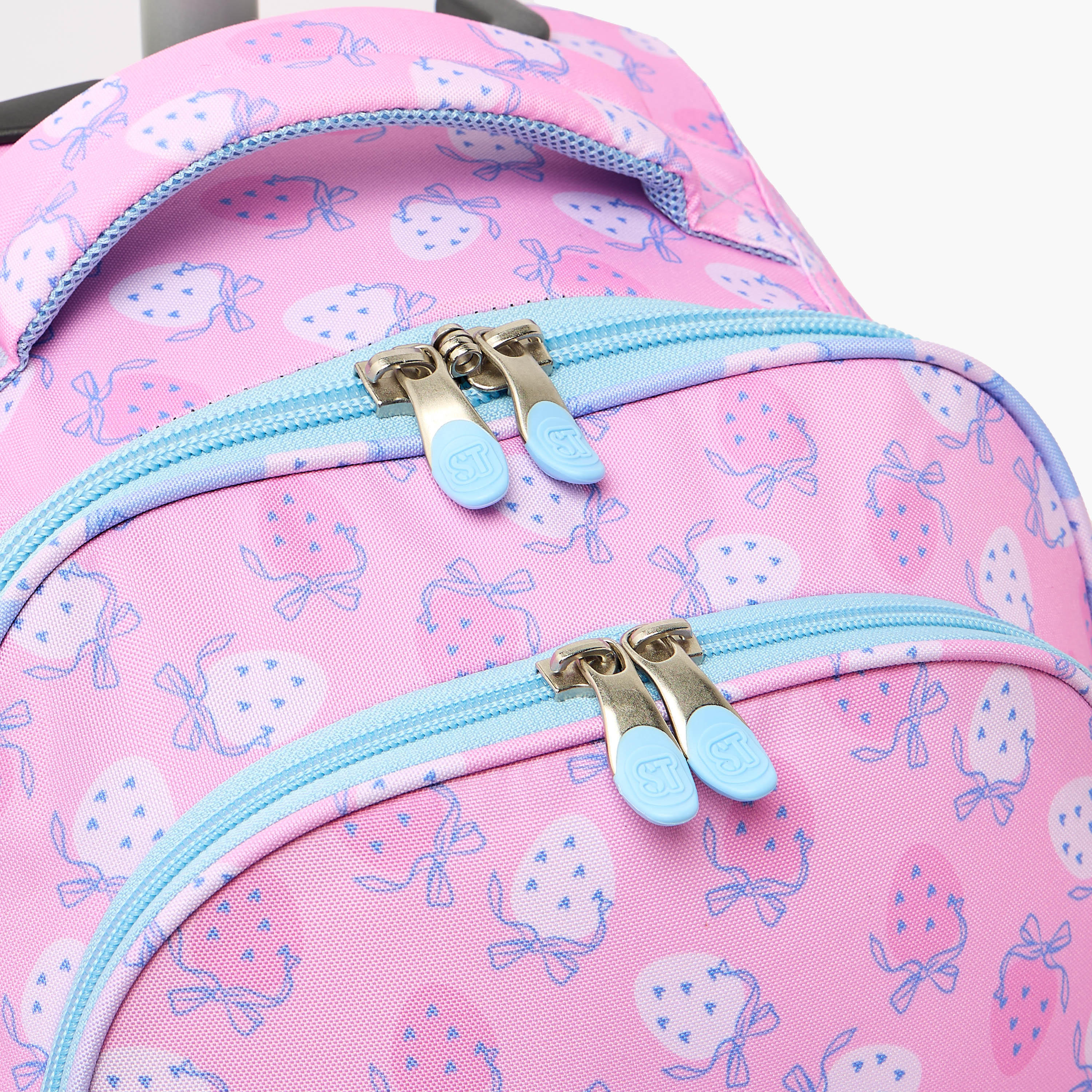 St.Right Strawberry Print Trolley Bag for Girls 8-13 Years with Retractable Handle - 18 inch-school-bagsandbackpacks-trolleybags-image-5