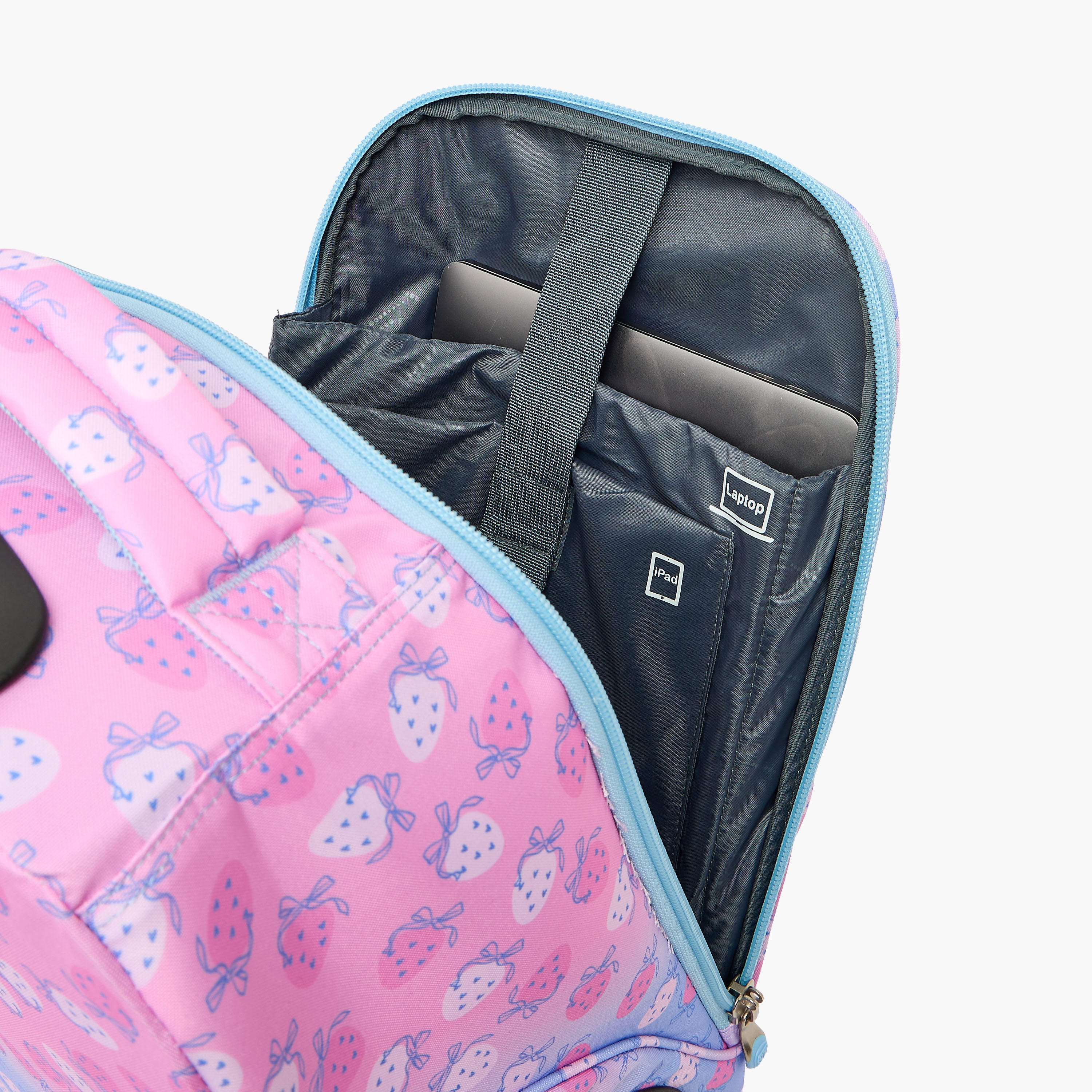 St.Right Strawberry Print Trolley Bag for Girls 8-13 Years with Retractable Handle - 18 inch-school-bagsandbackpacks-trolleybags-image-6