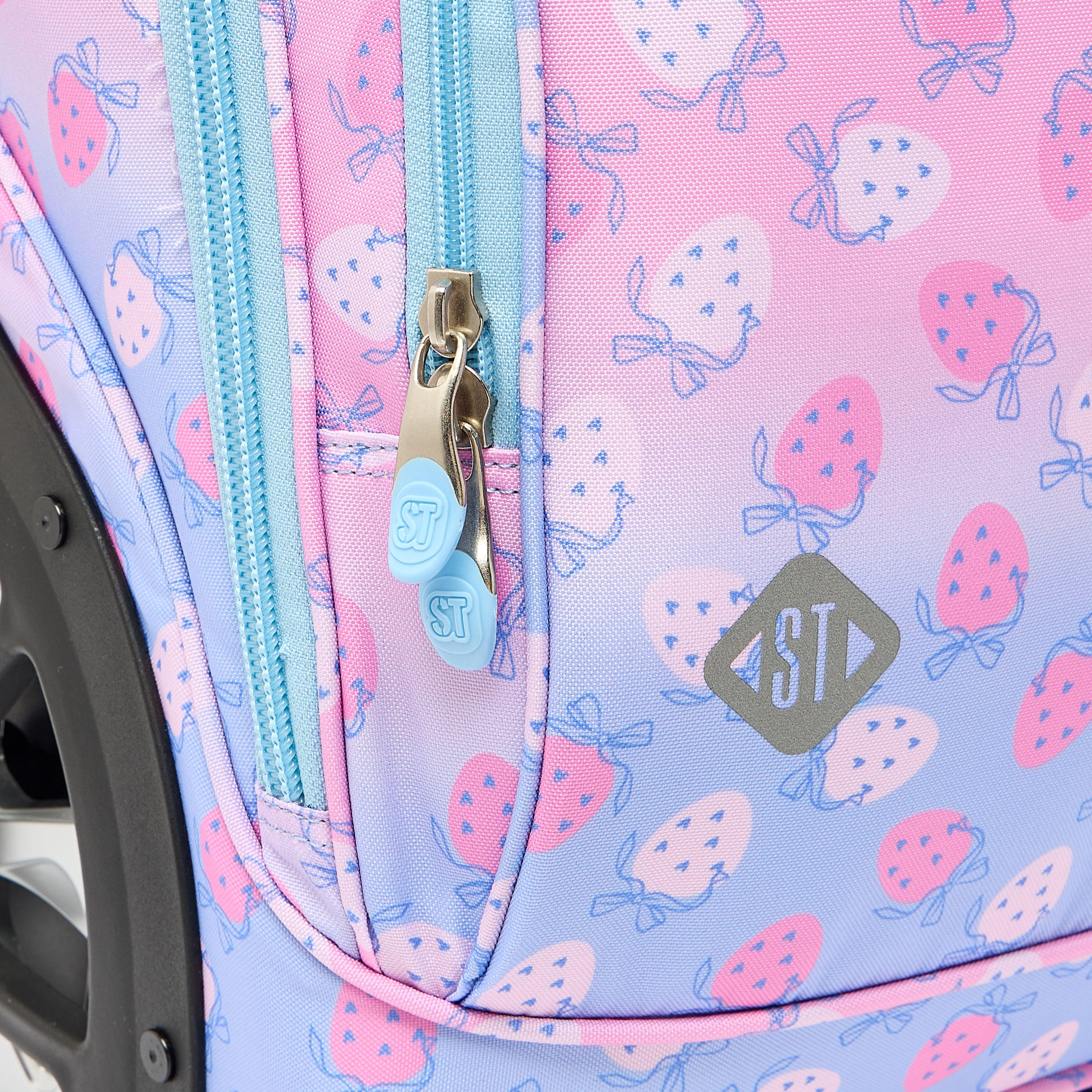 St.Right Strawberry Print Trolley Bag for Girls 8-13 Years with Retractable Handle - 18 inch-school-bagsandbackpacks-trolleybags-image-8