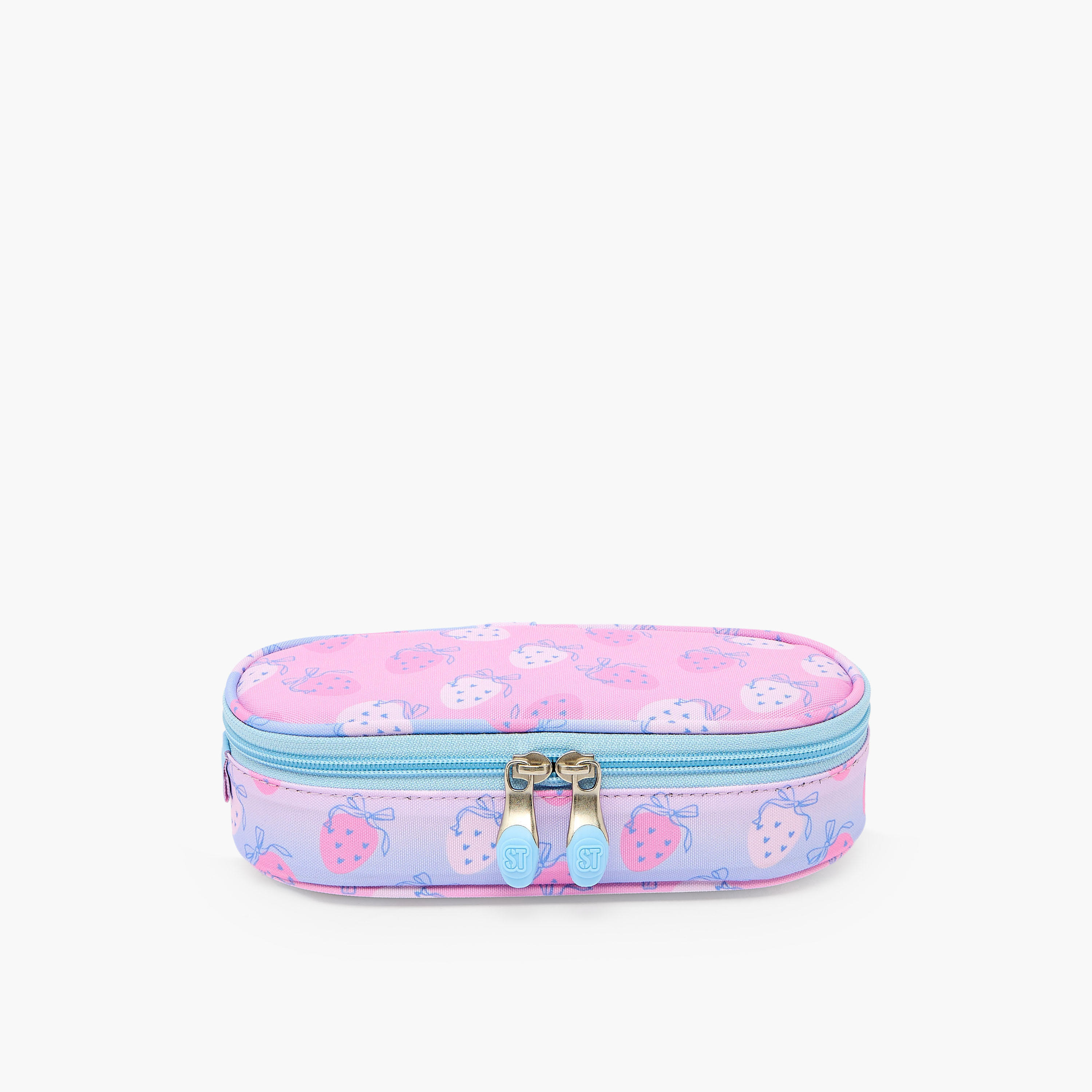 St.Right Strawberry Print Pencil Pouch with Zip Closure-school-stationery-pencilcases-image-1