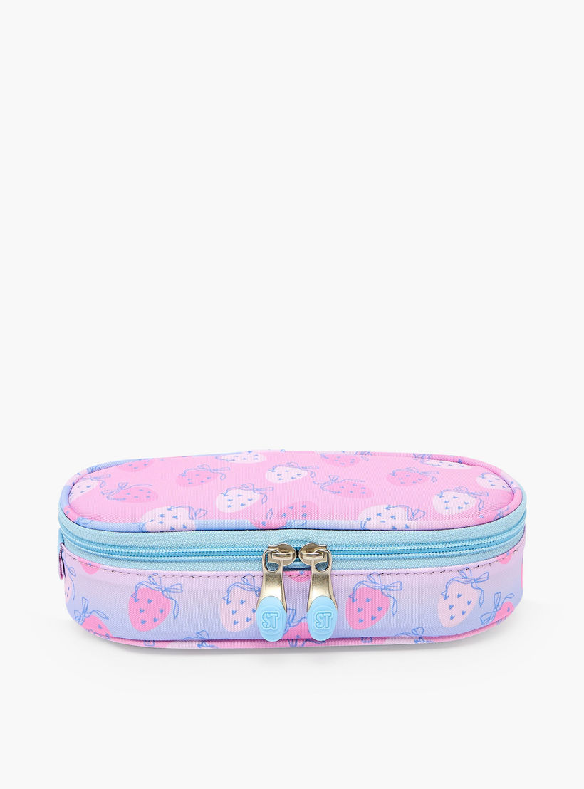St.Right Strawberry Print Pencil Pouch with Zip Closure-school-stationery-pencilcases-image-1