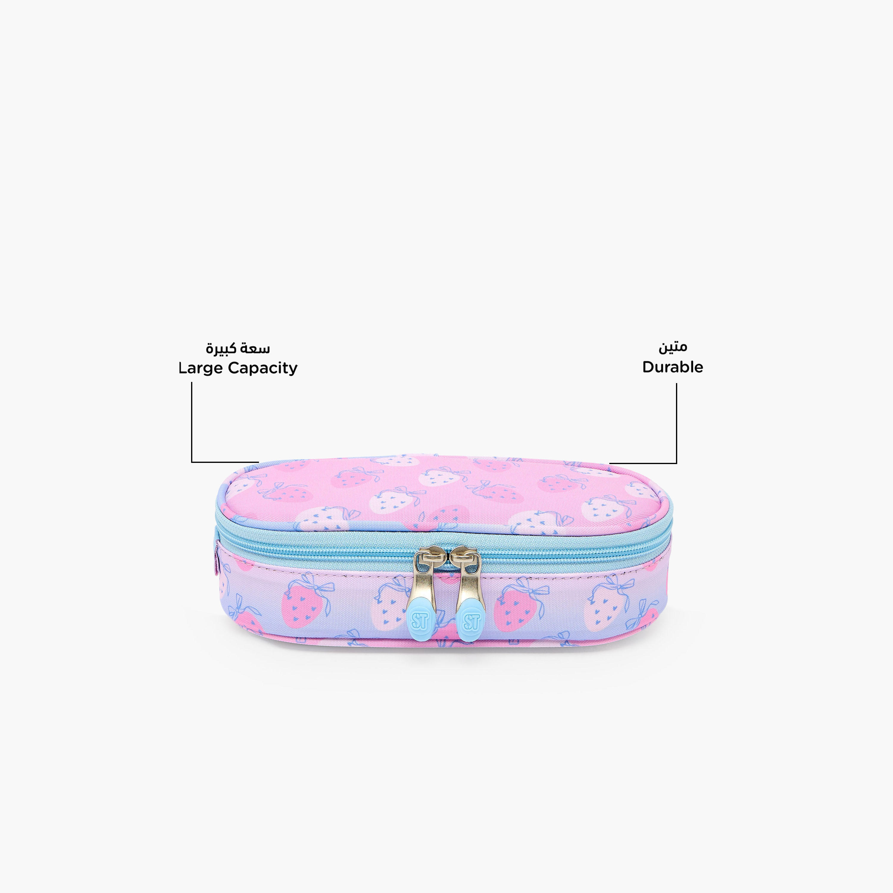 St.Right Strawberry Print Pencil Pouch with Zip Closure-school-stationery-pencilcases-image-2