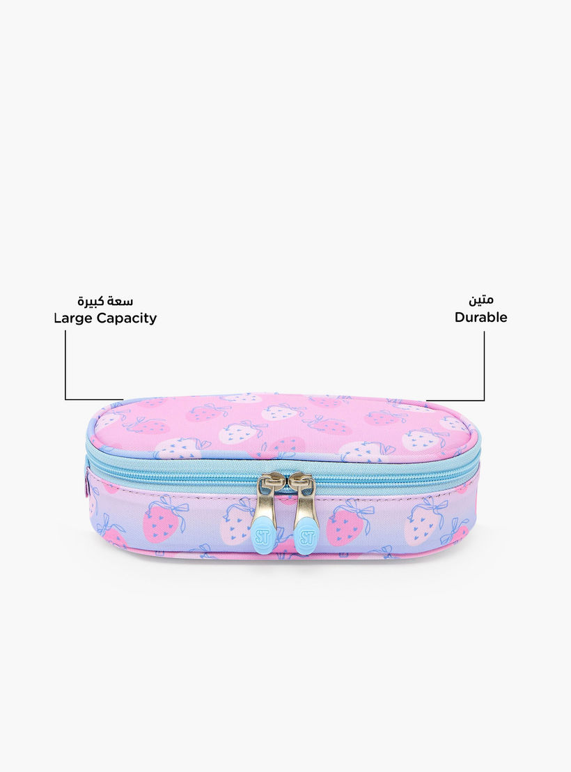 St.Right Strawberry Print Pencil Pouch with Zip Closure-school-stationery-pencilcases-image-2