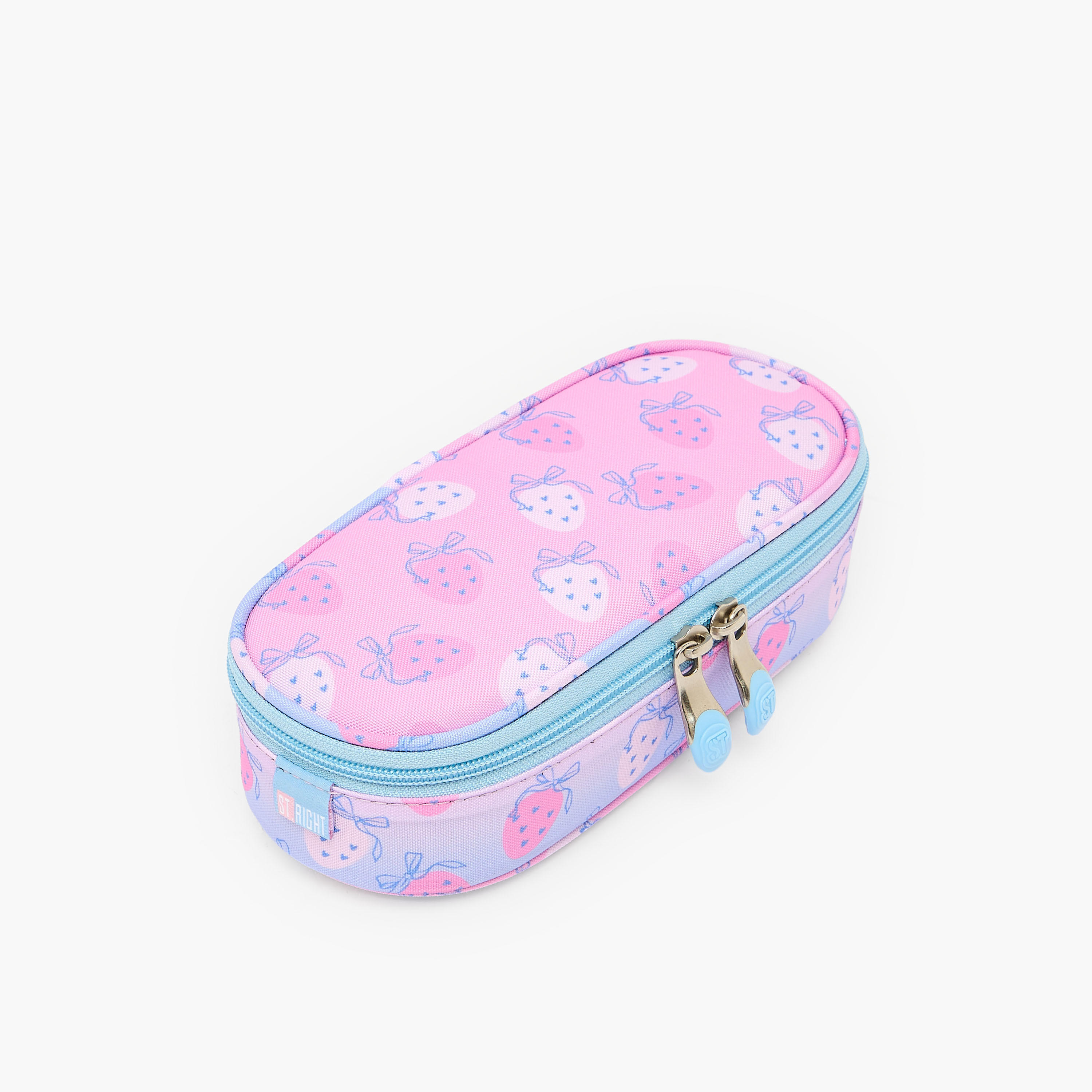 St.Right Strawberry Print Pencil Pouch with Zip Closure-school-stationery-pencilcases-image-3