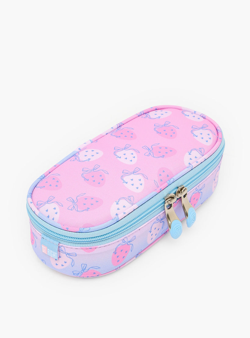 St.Right Strawberry Print Pencil Pouch with Zip Closure-school-stationery-pencilcases-image-3