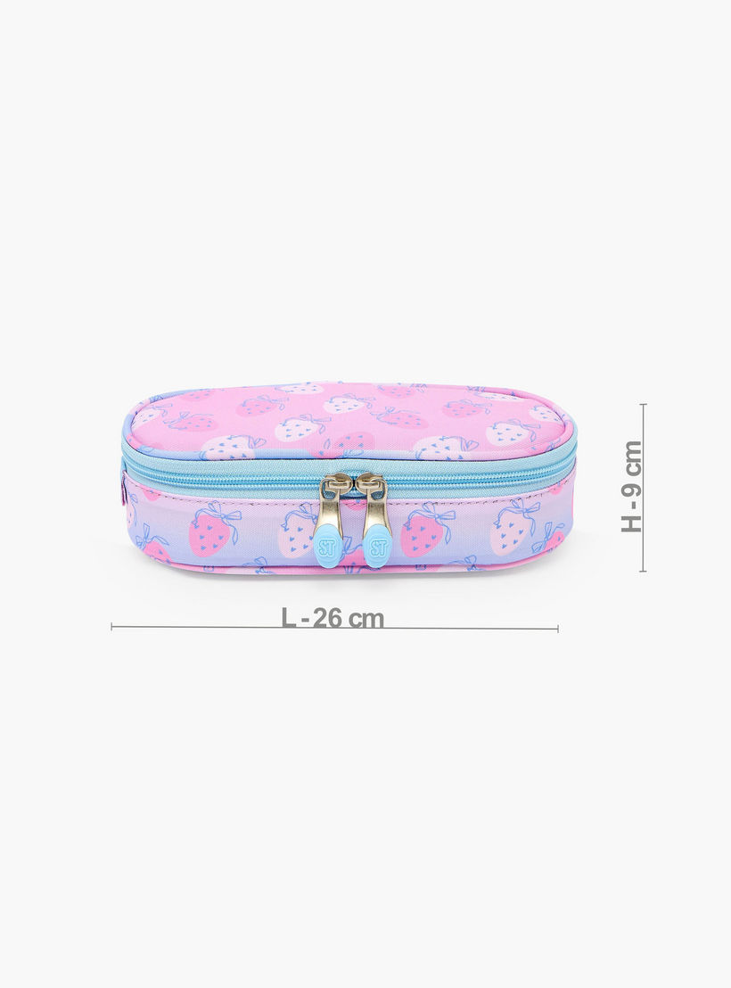 St.Right Strawberry Print Pencil Pouch with Zip Closure-school-stationery-pencilcases-image-4